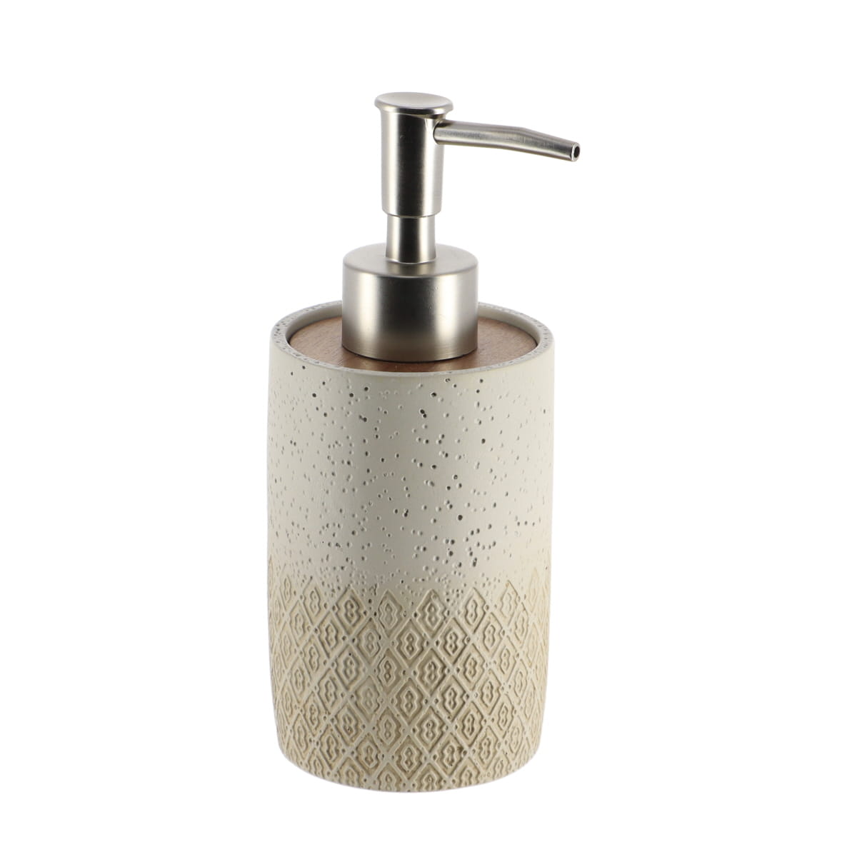 Engraved Polyresin Soap Dispenser 265ml - Natural/Acacia Wood Design for Bathroom, Kitchen & Home Decor