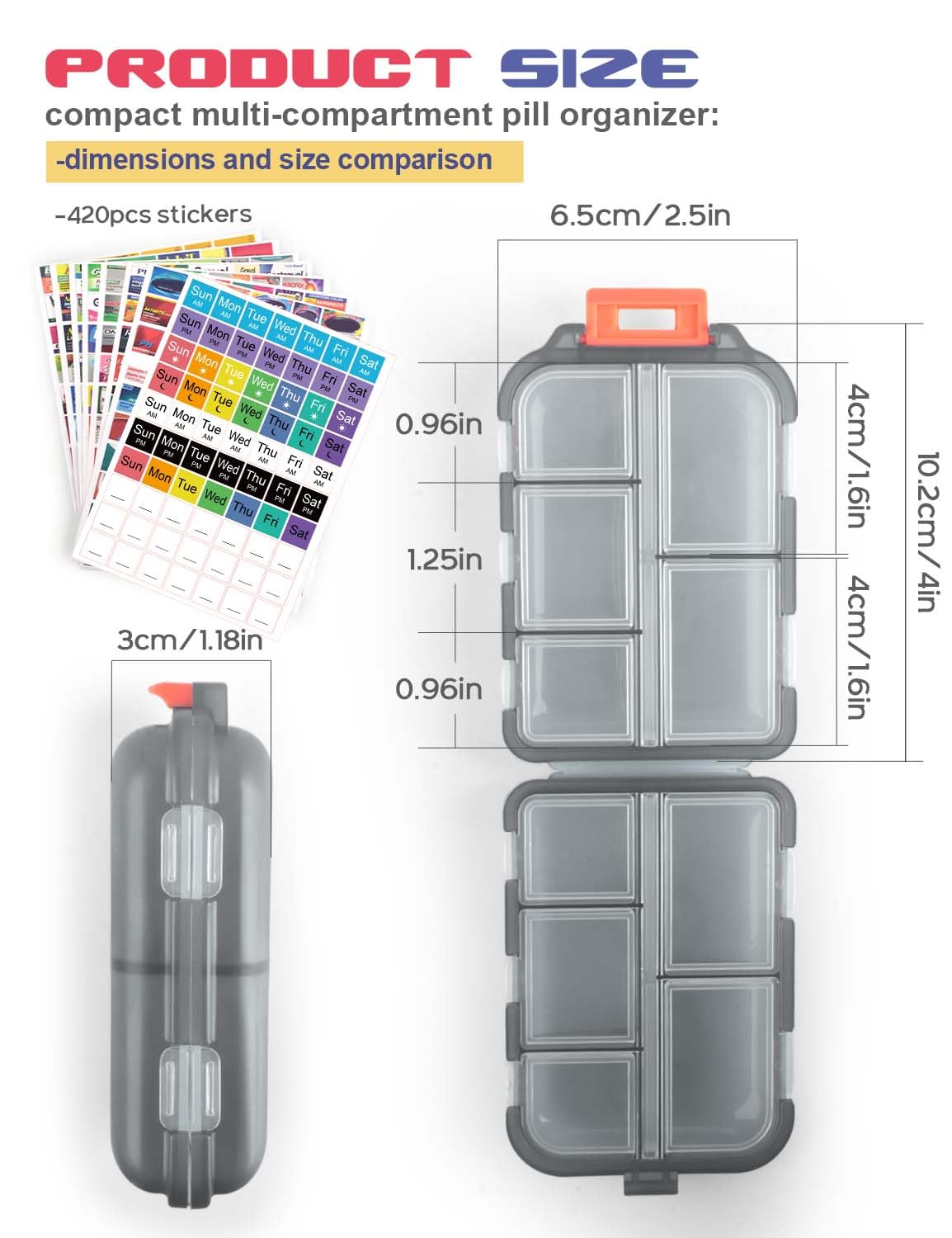 3-Piece DIY Travel Pill Organizer Set with 420 Labels – Portable 7-Day Pill Case for Vitamins, Fish Oil & Medications – Compact Pharmacy Box for Travel, Home & Daily Use