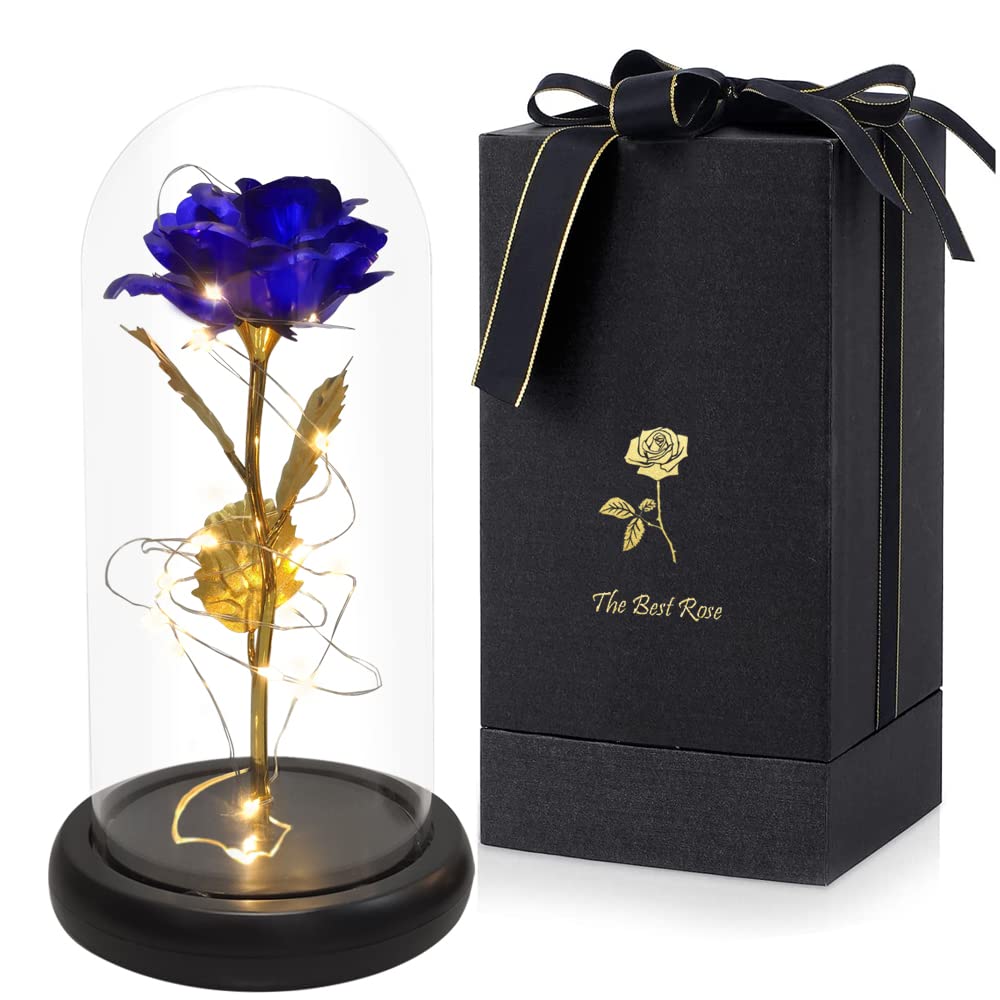 Enchanted Beauty and The Beast Glass Rose Flower - Romantic Red Silk Rose for Valentine's Day, Anniversary & Birthday Gifts for Women, Girlfriend, Wife - Perfect for Disney Fans, Home Decor & Special Occasions
