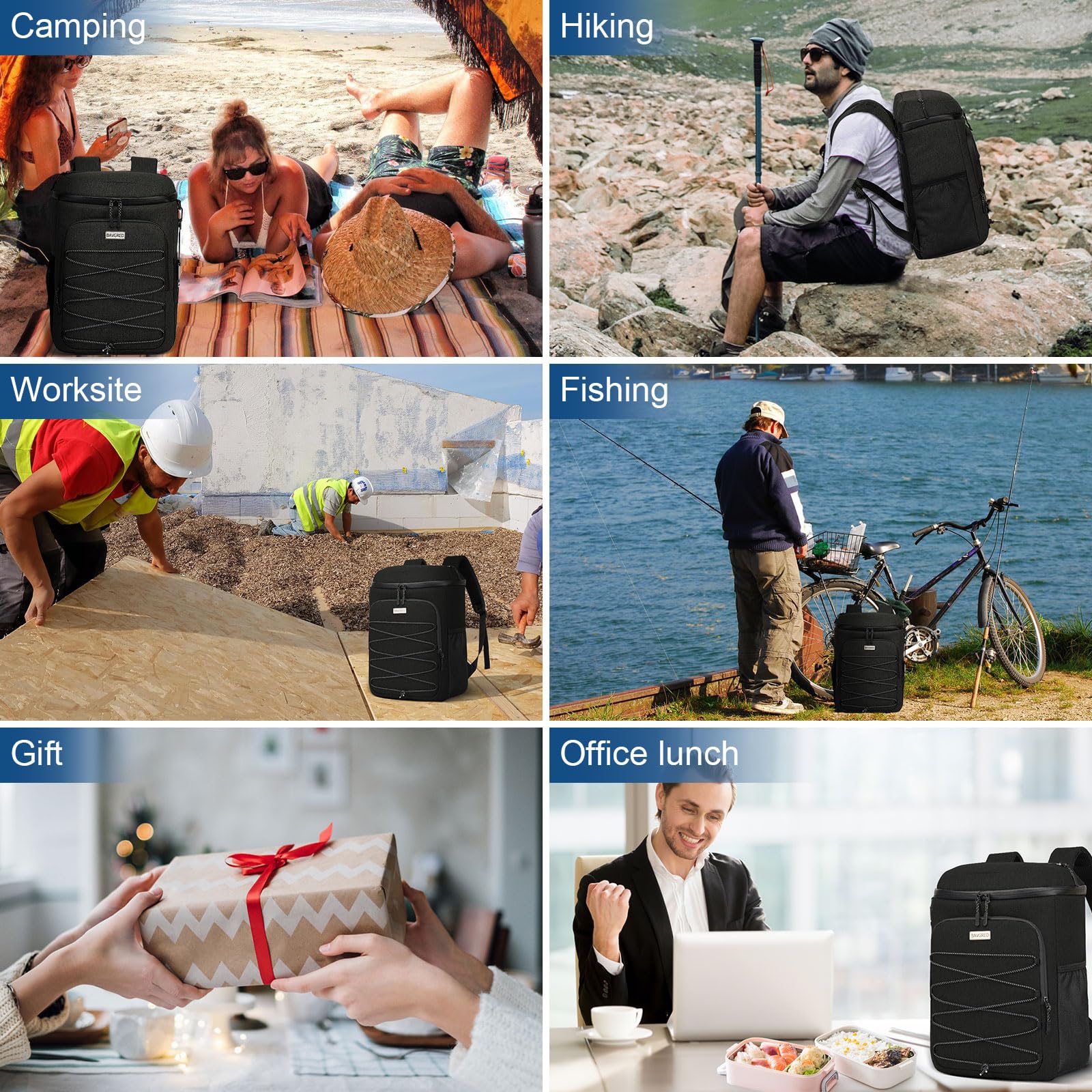 Insulated Cooler Backpack - Leak Proof & Waterproof for 30 Cans, Lightweight Soft Cooler Bag for Men & Women | Perfect for Beach, Camping, Picnic, Travel, Worksite & Fishing