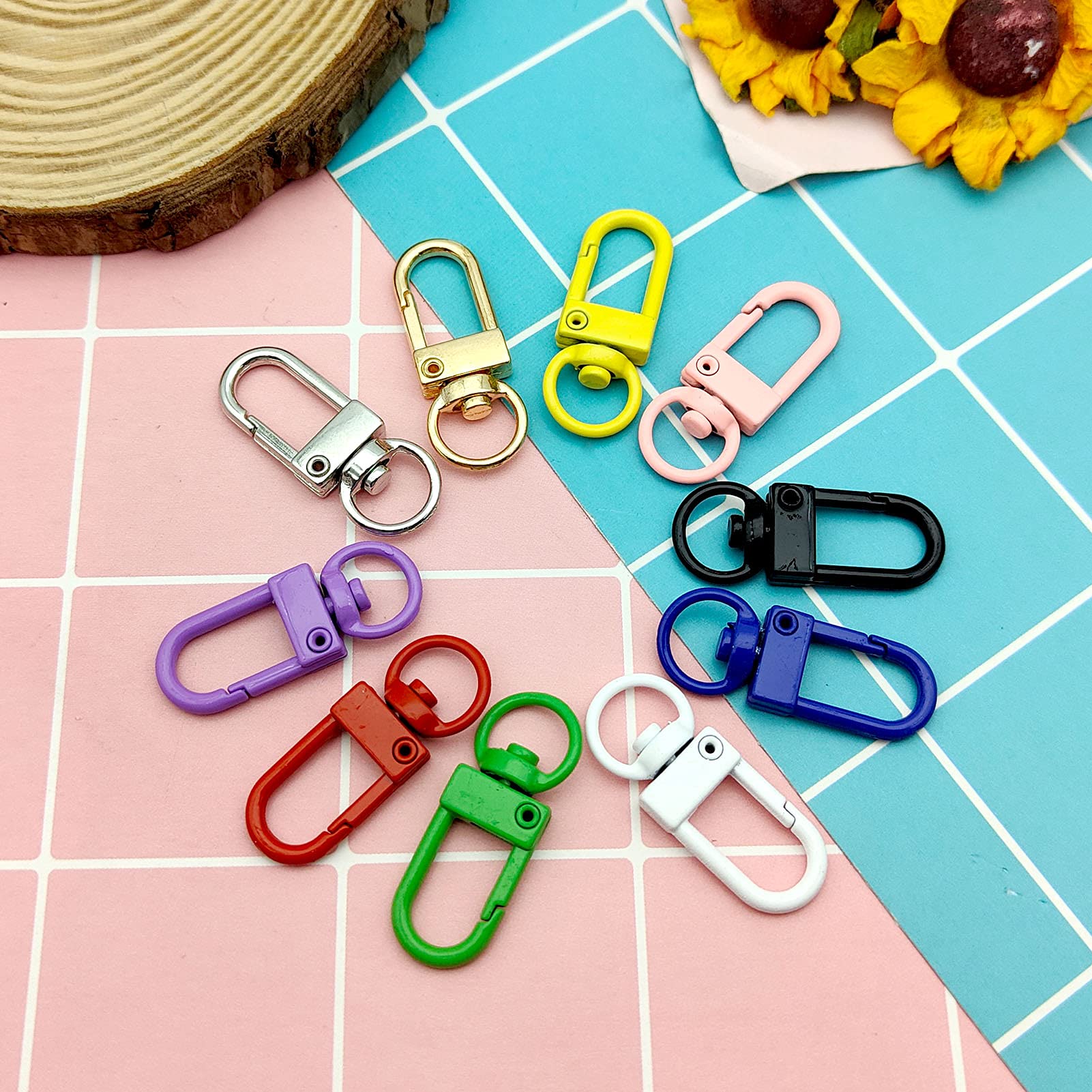 40pcs Swivel Snap Hooks for Jewelry Making & Keychains - 10 Colors