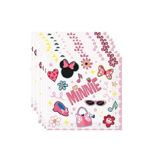 Disney Minnie Mouse Birthday Party Supplies Set - 24 Dessert Plates, 32 Beverage Napkins, 1 Dinosaur Sticker Sheet for Kids' Birthday Decorations | Perfect for Birthday Parties, Baby Showers & Themed Events