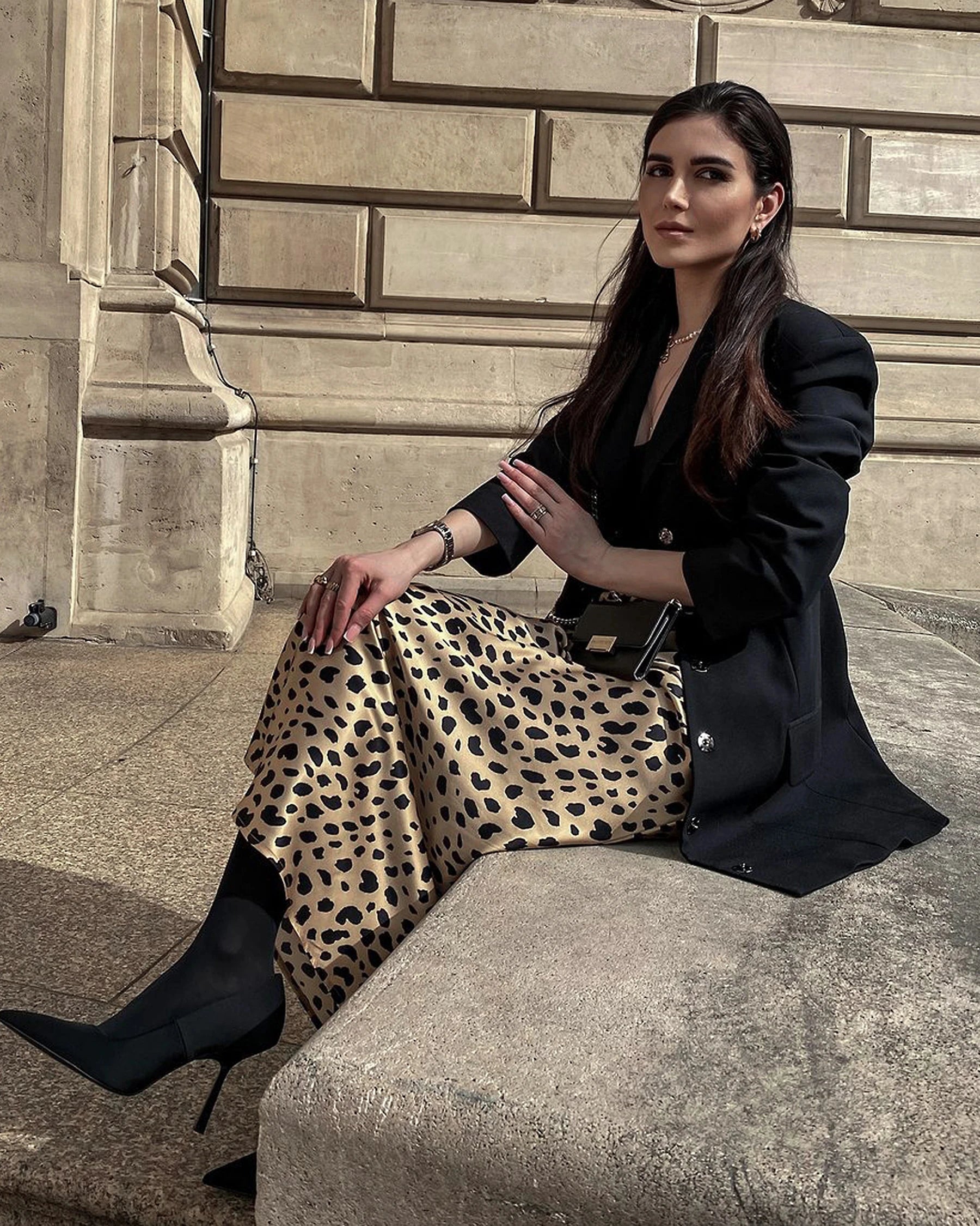 Silk Satin Bias Cut Long Leopard Print Skirt - Elegant Women's Fashion Skirt for Party, Date Night & Special Occasions