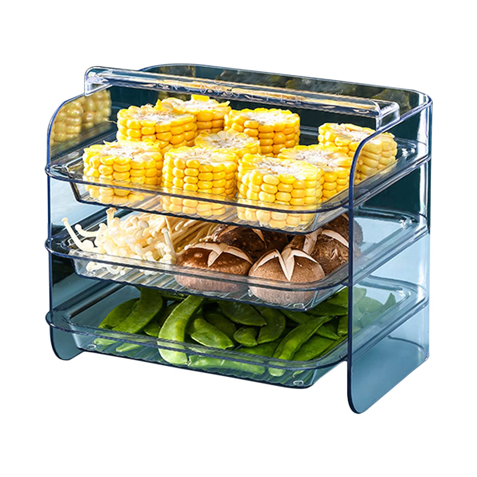 3-Tier Stackable Plastic Food Prep Tray Set - Non-Porous, BPA-Free Kitchen Organizer for Fruits, Vegetables & Meal Preparation - Perfect for Countertop Storage & Small Space Organization