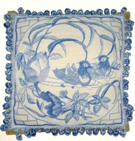Premium Blue Duck Needlepoint Pillow 16x16 Inch - Luxury Home Decor for Living Room, Bedroom & Sofa - Handmade Decorative Throw Pillow Cover