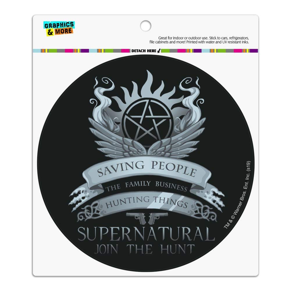 Supernatural Saving People Hunting Things Car Fridge Magnet - Vinyl Circle Decorative Magnet for Fans, Home, Office & Car Decor