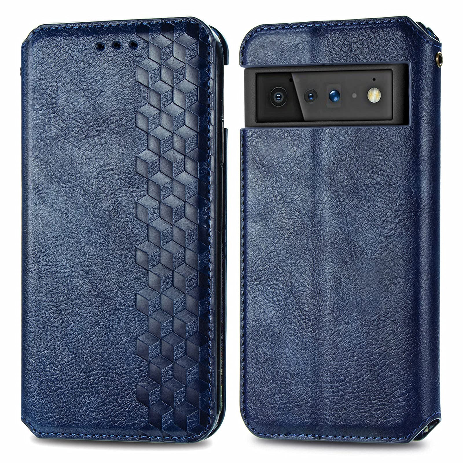 HAIJUN Google Pixel 6 Pro Wallet Case - Ultra Thin PU Leather Flip Cover with Card Slots | Protective Phone Case for Business & Travel (Blue)