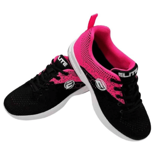 ELITE Women's Comfort Lace Up Bowling Shoes - Black/Pink - Non-Slip Sole for Bowling Alleys & Casual Wear