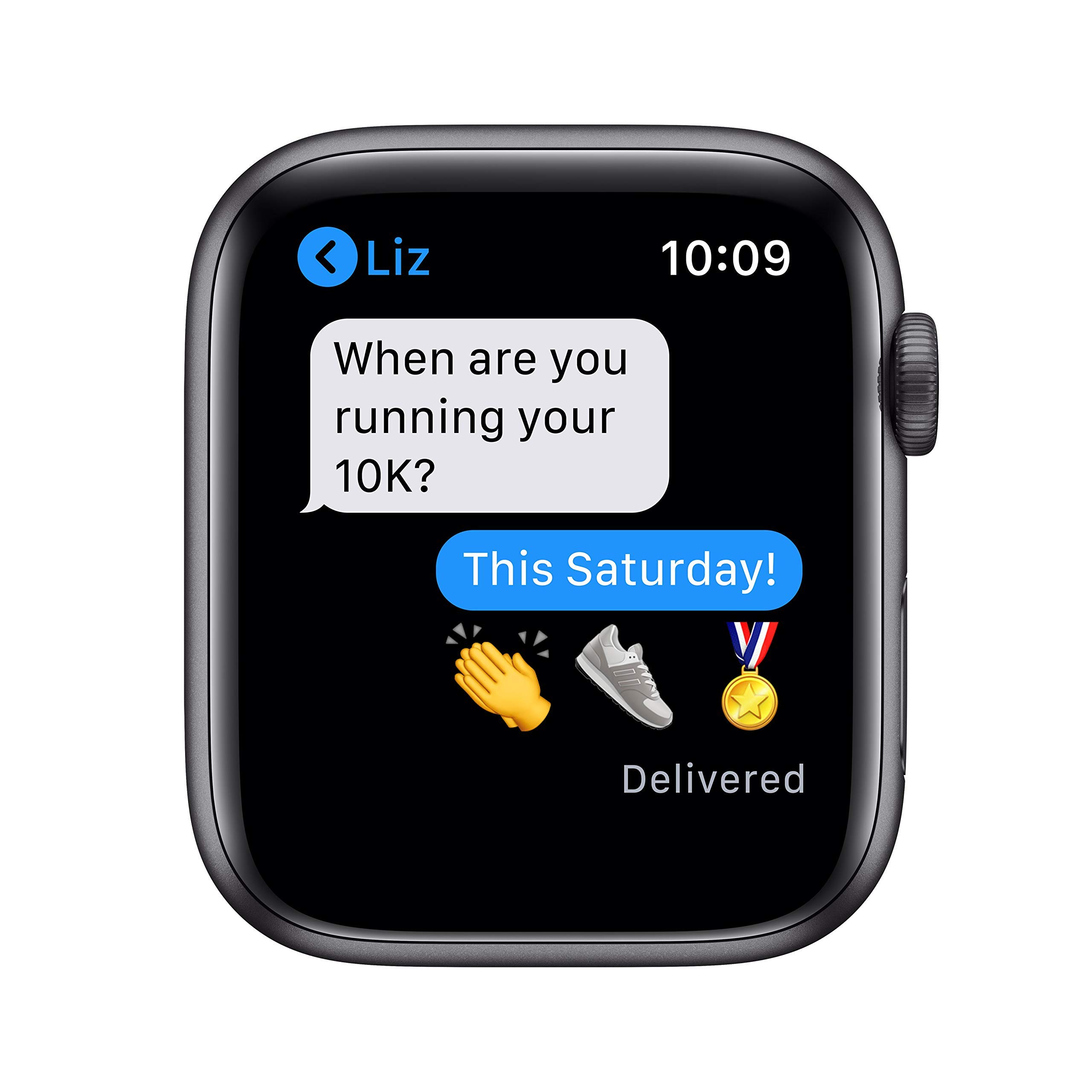 Apple Watch Series 6 GPS 44mm - Space Gray Aluminum Case with Black Sport Band (Renewed) | Smart Fitness Tracker with Heart Rate Monitor, Water Resistant for Swimming, Running & Workouts