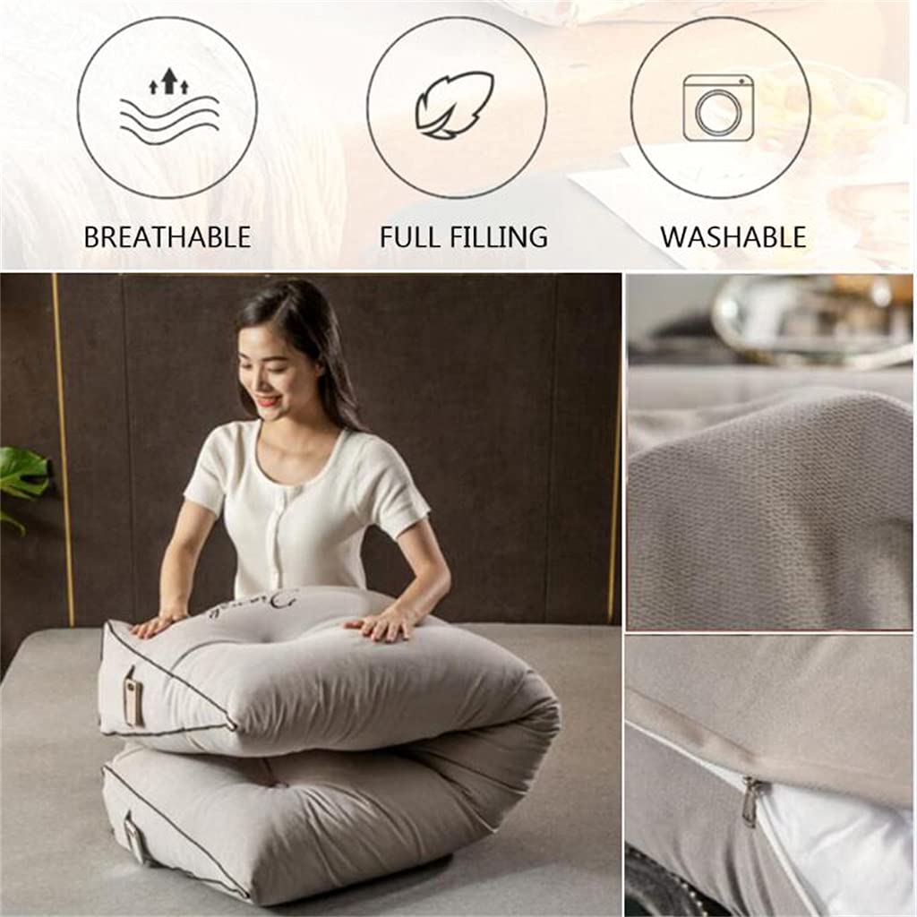 Comfortable Filled Cotton Triangular Wedge Cushion - 70inch/180cm Grey Bed Backrest & Sofa Support Pillow with Removable Washable Cover | Perfect for Reading, Lounging, Daybeds & Headboard Support