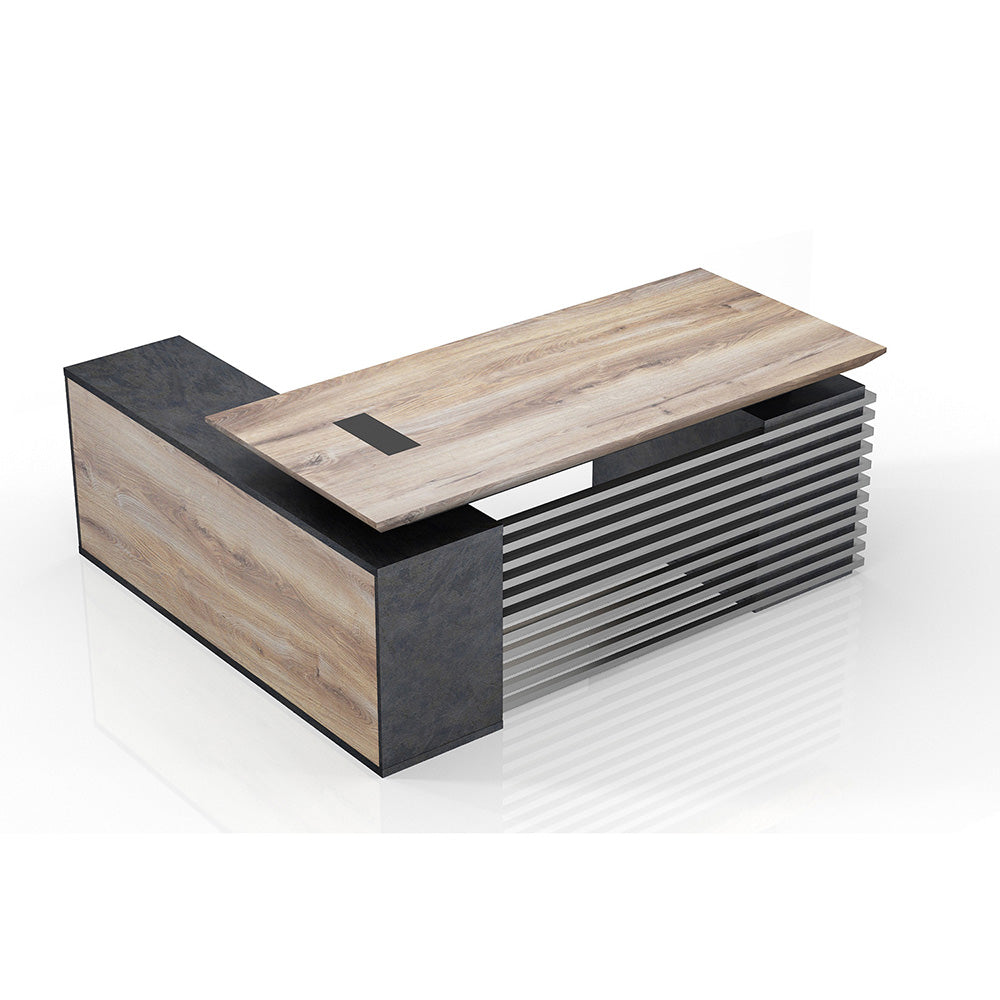 Premium PHOENIX Executive L-Shaped Desk with Right Return - 1.8M Warm Oak & Black Finish - Perfect for Home Office, Study Room or Corporate Workspace