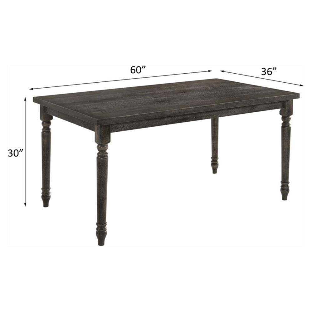 Acme Claudia II Rectangular Wood Dining Table with Turned Legs in Weathered Gray - Perfect for Farmhouse, Rustic & Modern Dining Rooms