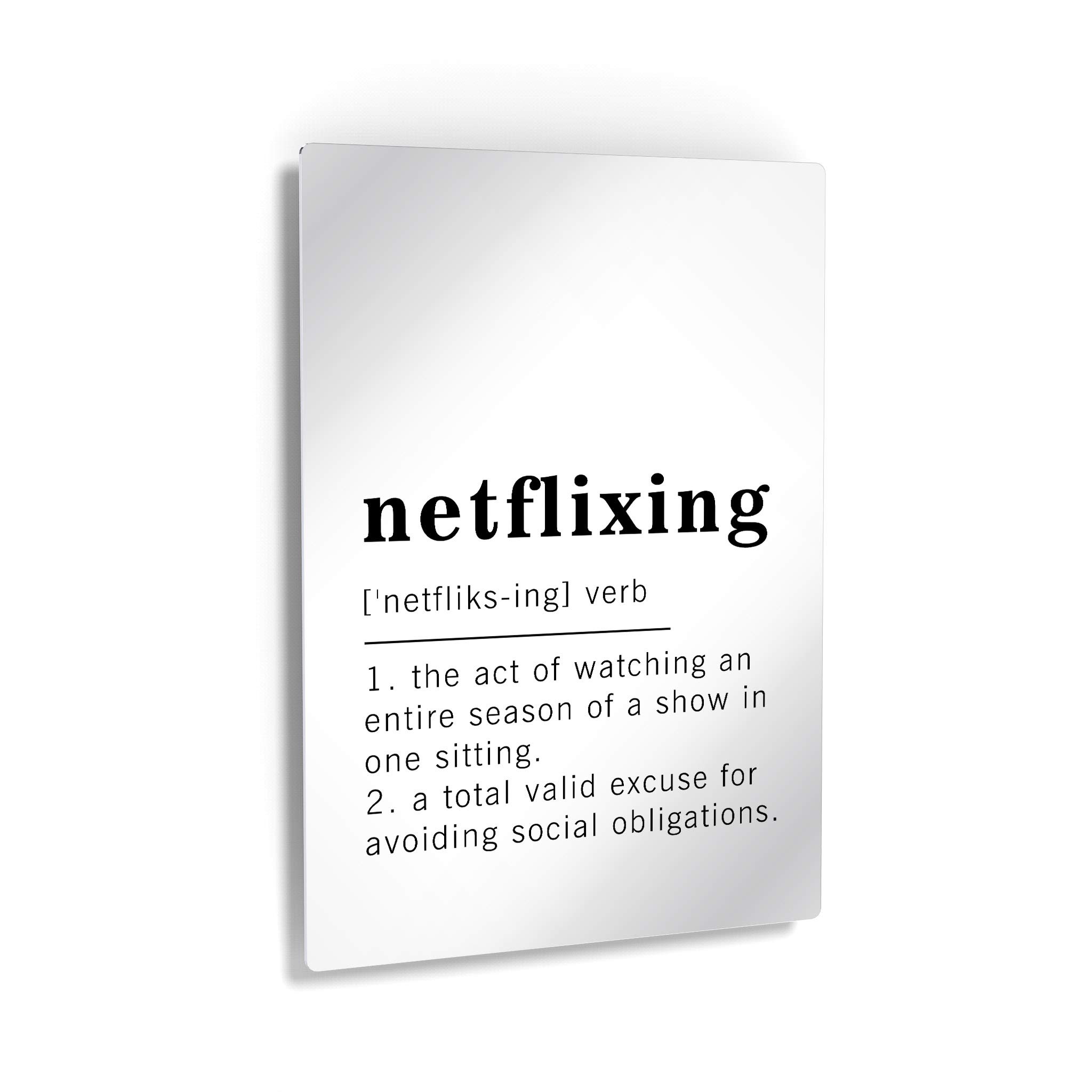 Funny Netflixing Definition Metal Print - Inspirational Quote Wall Art for Office, Living Room, Bedroom & Bathroom - Ready to Hang Home Decor (24x16, Made in USA) | Perfect Gift for TV Lovers & Movie Enthusiasts
