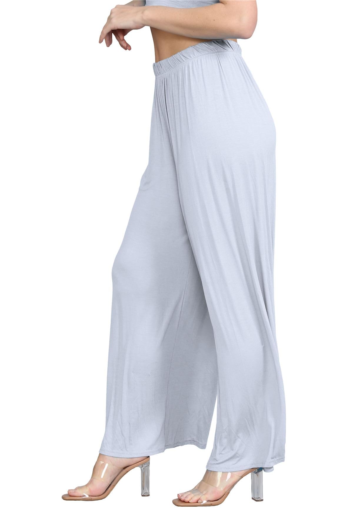 Janisramone® Women's Plain Wide Leg Palazzo Pants - High Waisted Elegant Trousers for Women | Casual & Office Wear | Perfect for Work, Travel & Special Occasions