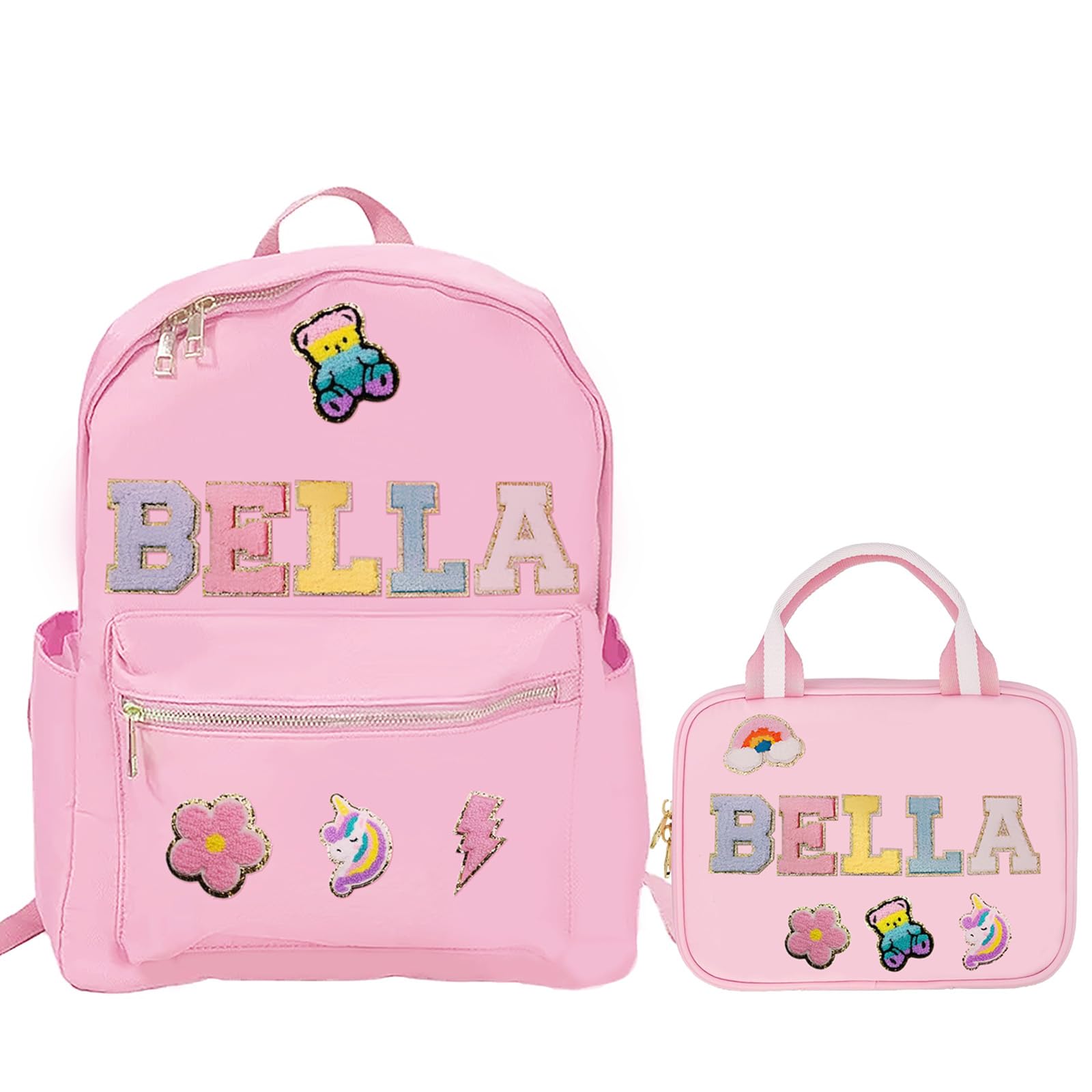 Personalized Kids Backpack with Name Patch - Custom Nylon School Bag for Boys & Girls, Toddlers & Students - Great for Back to School, Birthday & Christmas Gifts (Backpack & Lunch Bag Set) - Perfect for Daily School Use, Travel & Outdoor Adventures