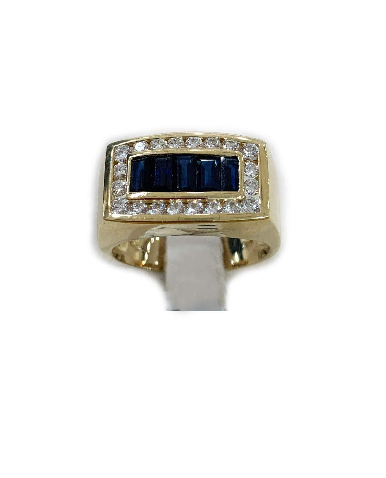 14K Yellow Gold Men's Sapphire Ring - Elegant Blue Gemstone Wedding Band for Engagement, Anniversary & Gifts | Durable & Hypoallergenic Jewelry for Everyday Wear