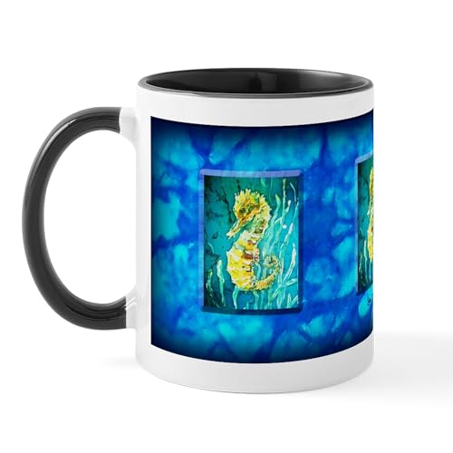White/Black Inside - Seahorse Blue Mug