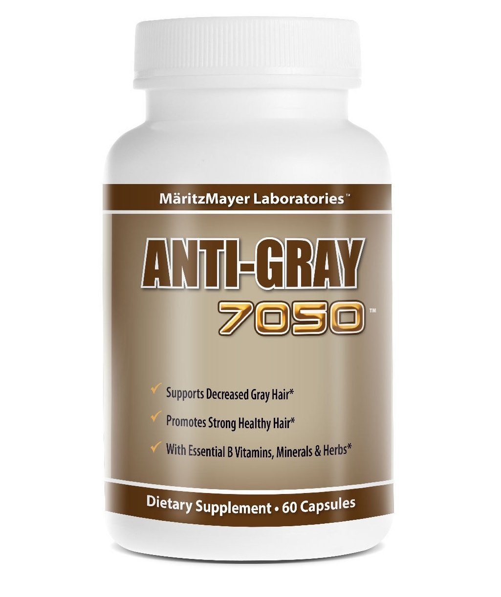 Anti-Gray Hair 7050 Supplement - 60 Capsules per Bottle (10 Bottles) - Restores Natural Hair Color & Prevents Premature Graying - Perfect for Men & Women Seeking Youthful Hair
