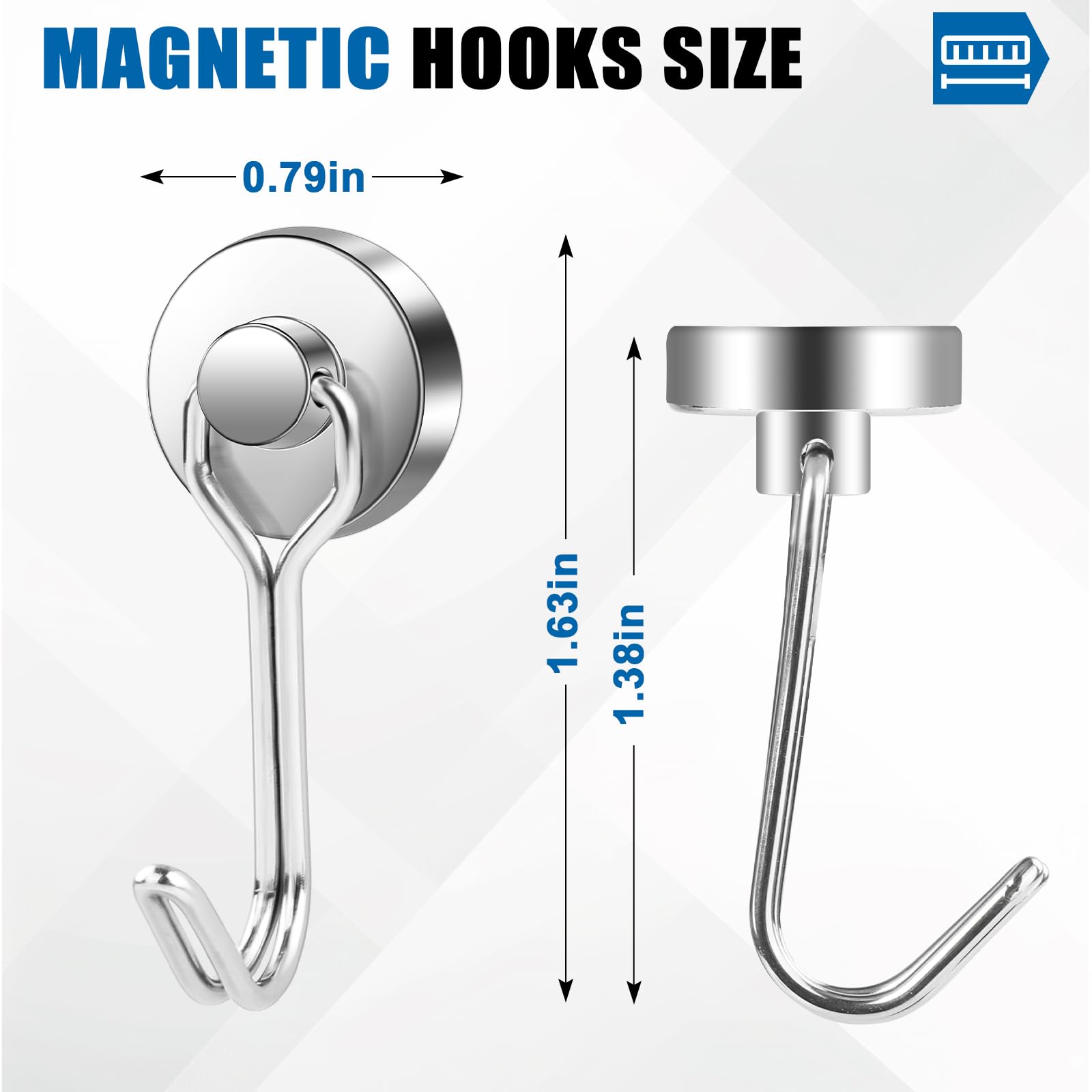 LOVIMAG 12-Pack Magnetic Hooks - Heavy Duty for Garage, Fridge & Travel
