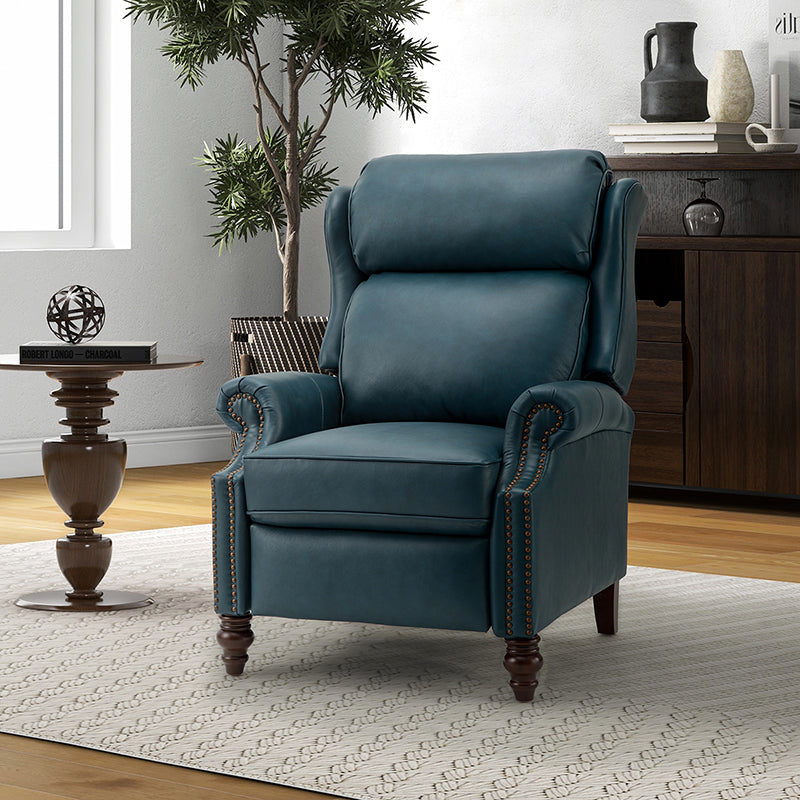 Lucina Genuine Leather Manual Recliner Chair - Handcrafted Premium Leather Living Room Furniture for Relaxation & Comfort - Perfect for Home Theater, Reading Nook, and Office Lounge