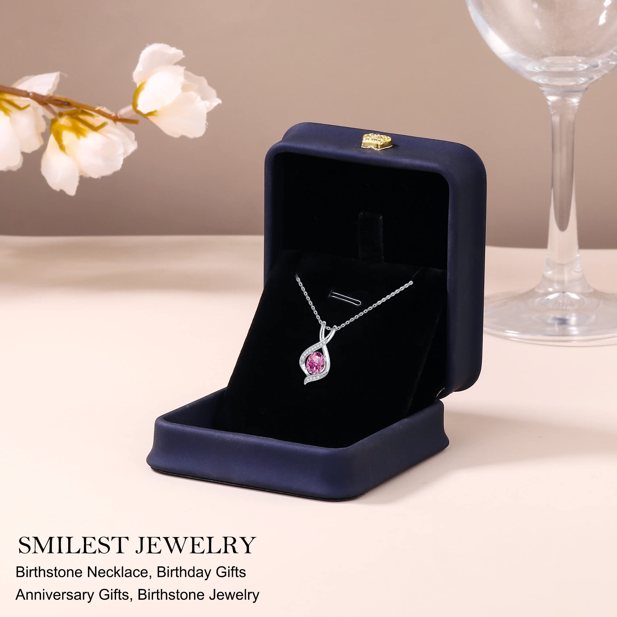 SMILEST Oval Sparkle Birthstone Pendant Necklace - 925 Sterling Silver Gemstone Jewelry for Women, Wife, Girlfriend, Mom & Grandma | Perfect Anniversary, Birthday & Mother's Day Gift | Elegant Everyday Wear & Special Occasion Jewelry