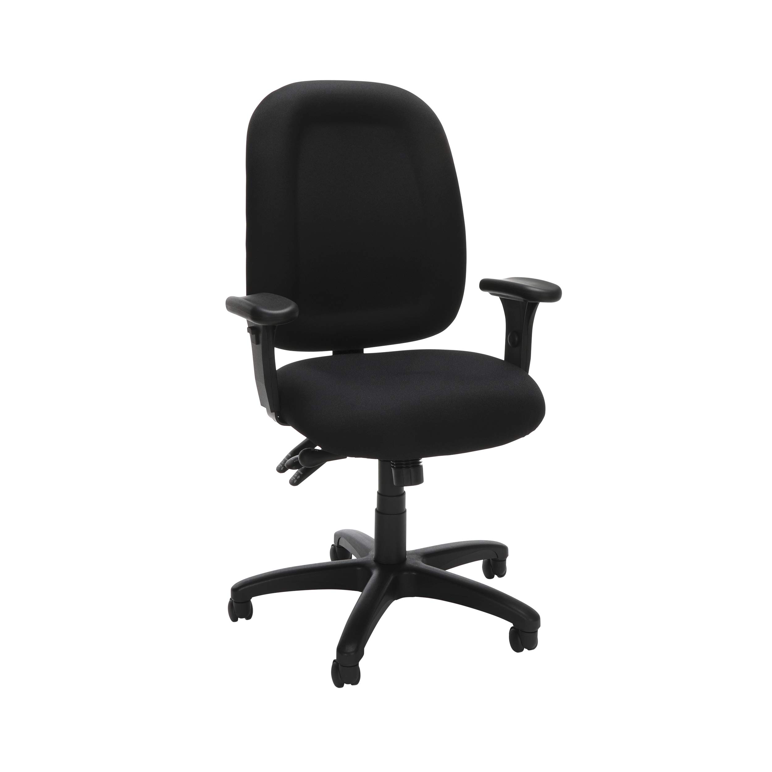 OFM Core Fabric Office Chair with Lumbar Support - Adjustable Back & Seat Height, 250lb Weight Capacity, Rolling Wheels for Computer Desk - Ergonomic Home Office Chair for Long Work Hours (Black)