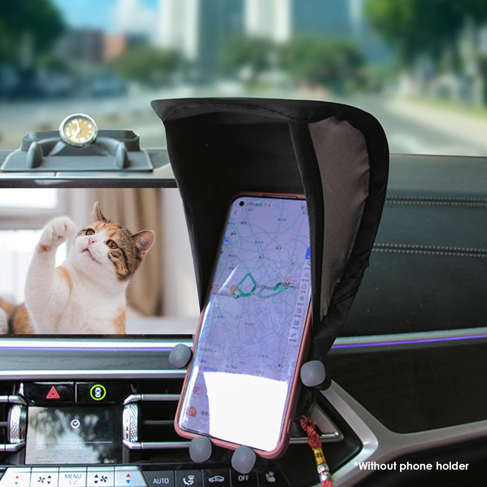 Portable Phone Sun Shade & Glare Shield for Car & Motorcycle - Silver Umbrella Phone Stand for Sunscreen Protection | Perfect for Driving, Outdoor Activities & Travel