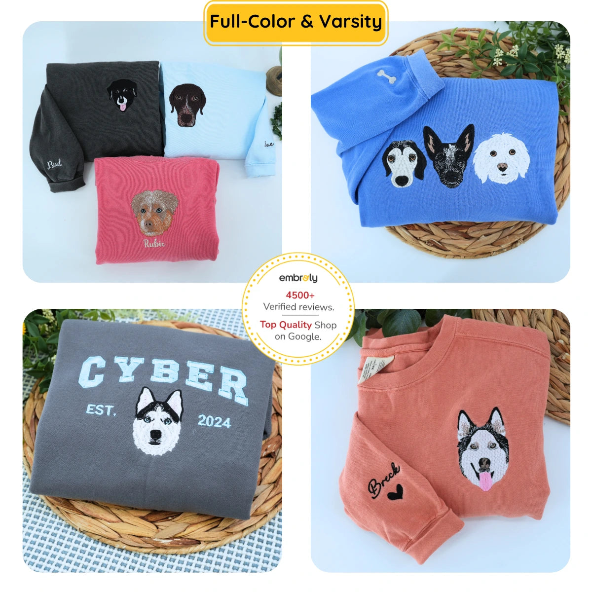 Custom Embroidered Dog Face & Name Sweatshirt for Pet Lovers - Comfort Color® Personalized Dog Owner Apparel | Perfect for Dog Walks, Pet Events & Casual Wear