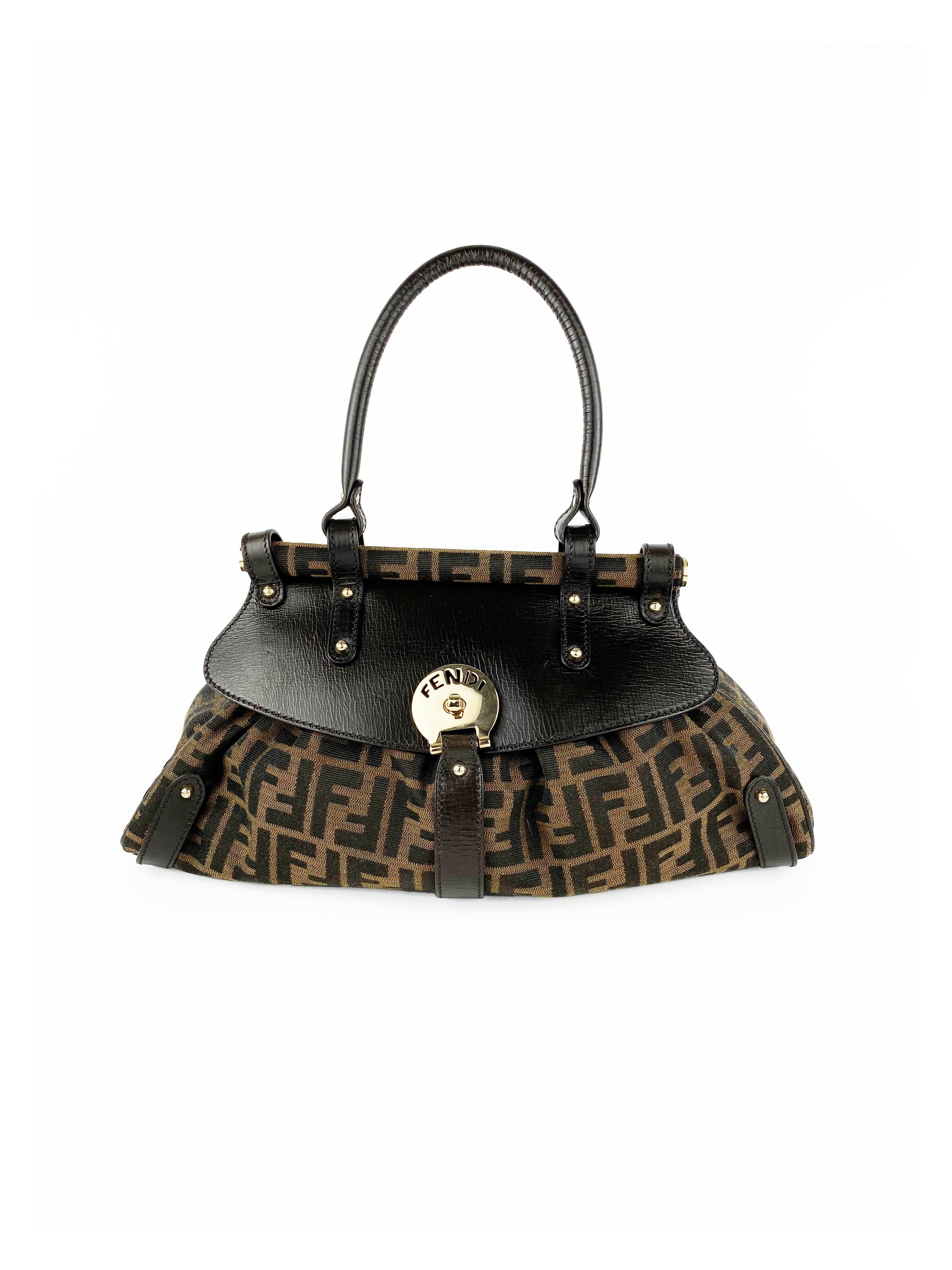 Fendi Brown Magic Picola Leather Shoulder Bag for Women | Luxury Designer Handbag for Work, Travel & Everyday Use