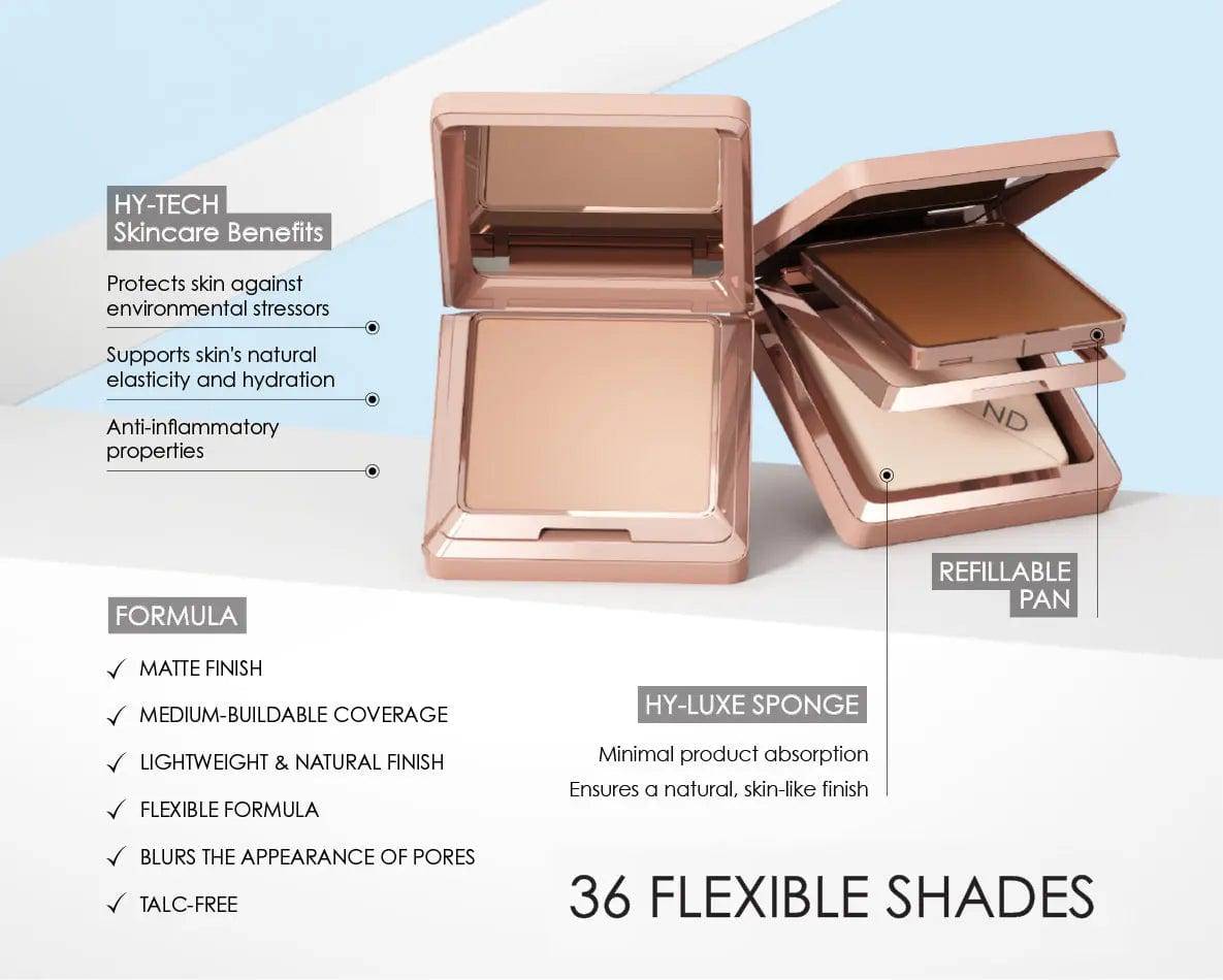 HY GLAM Powder Foundation Refill - Lightweight, Long-Lasting & Buildable Coverage for Flawless Skin | Perfect for Everyday Wear & Touch-Ups On-The-Go