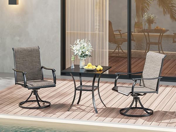 VICLLAX 48 Inch Outdoor Patio Dining Table - Square Metal Table with Storage Shelf for Backyard, Garden, Poolside & BBQ Parties