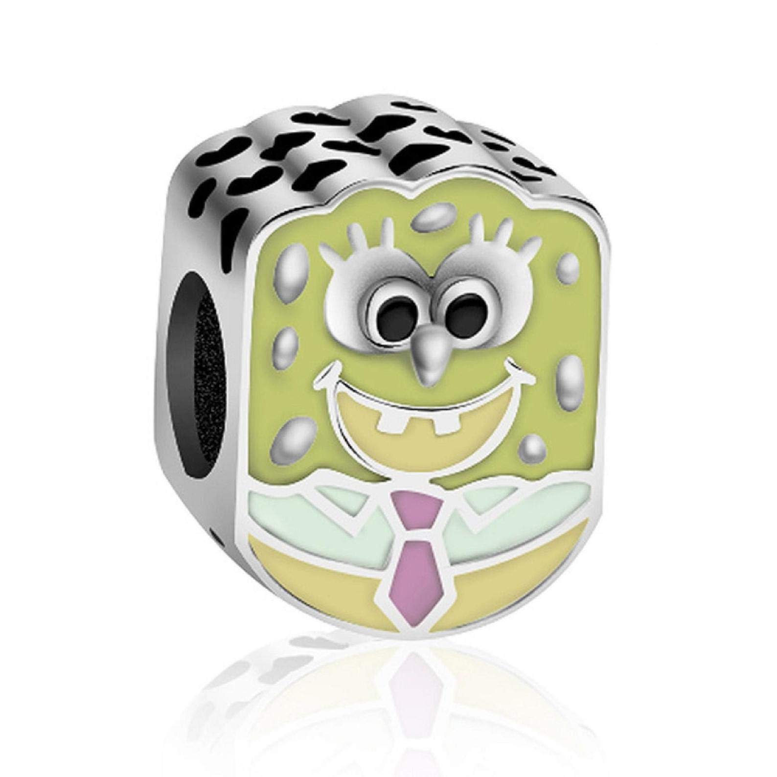 Bolenvi Spongebob Cartoon 925 Sterling Silver Charm Bead for Pandora Bracelets & Necklaces - Perfect for Disney Fans, Cartoon Lovers & Jewelry Collectors