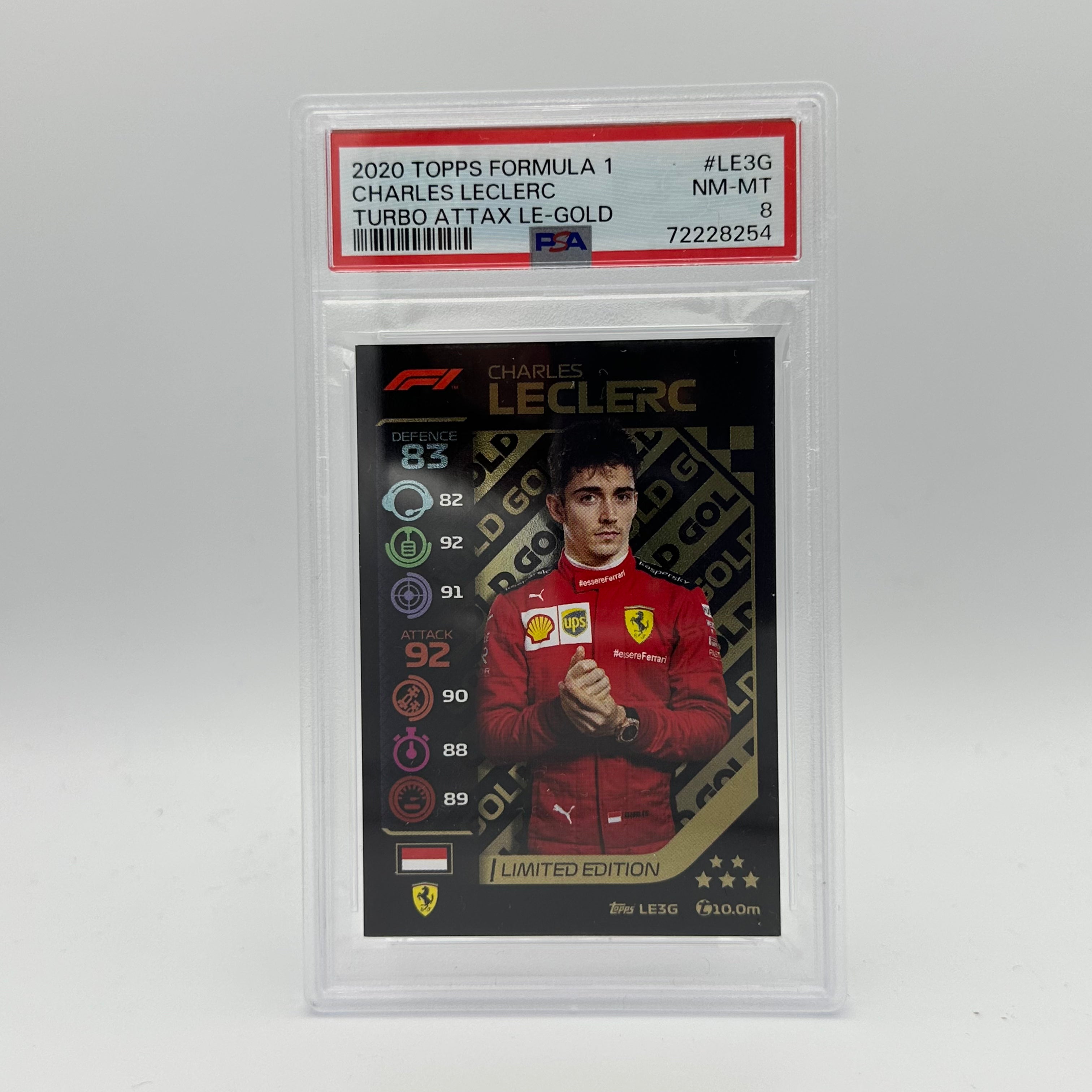 PSA 8 Graded CHARLES LECLERC #LE3G Limited Edition Gold Trading Card - Perfect for F1 Collectors, Sports Memorabilia Displays & Investment