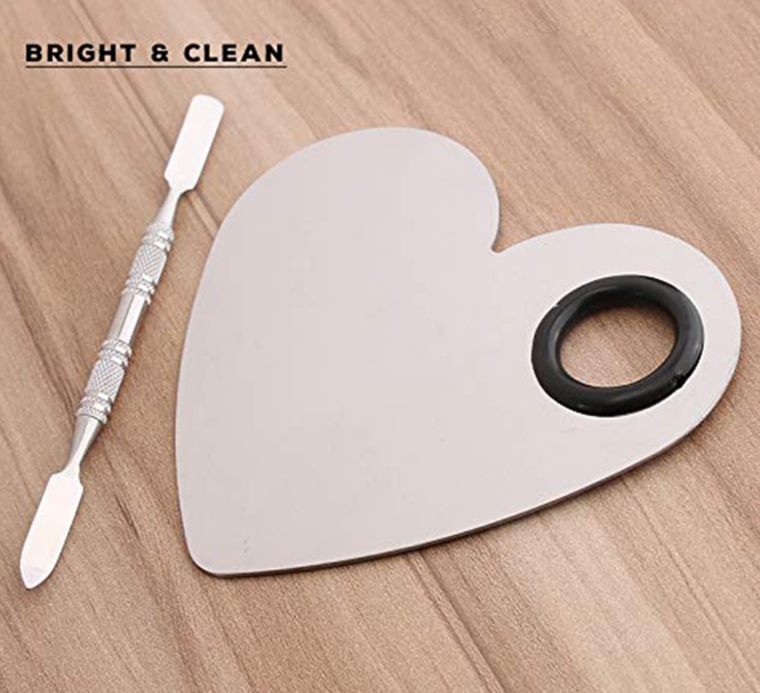 Heart-Shaped Makeup Palette Spatula - Stainless Steel Cosmetic Blending Tool for Foundation & Concealer | Professional Makeup Artist Kit | Perfect for Salon, Home Makeup & Travel Beauty Essentials
