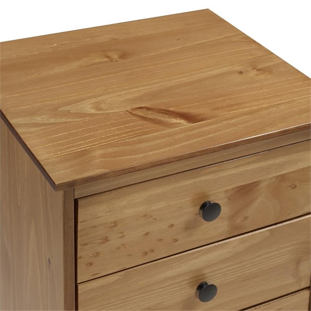 Modern 3-Drawer Wood Nightstand - Caramel Finish Bedside Table with Storage for Bedroom | Stylish End Table for Small Spaces, Apartment Living & Guest Rooms