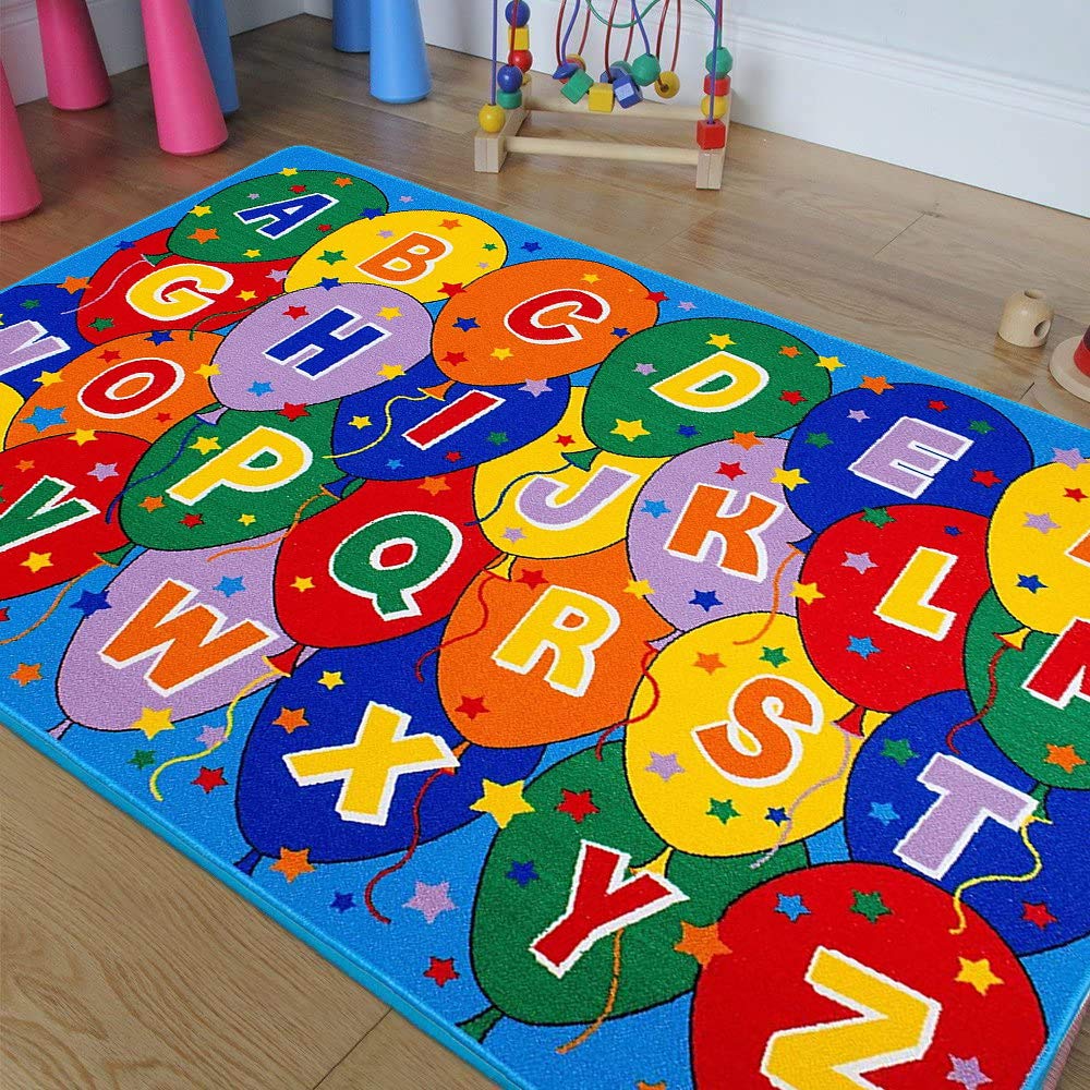 **Alphabet Balloons Baby Play Mat - 8x10 Feet Non-Slip Educational Rug for Crawling, Learning & Room Decor - Perfect for Nursery, Playroom & Toddler Safe Flooring**