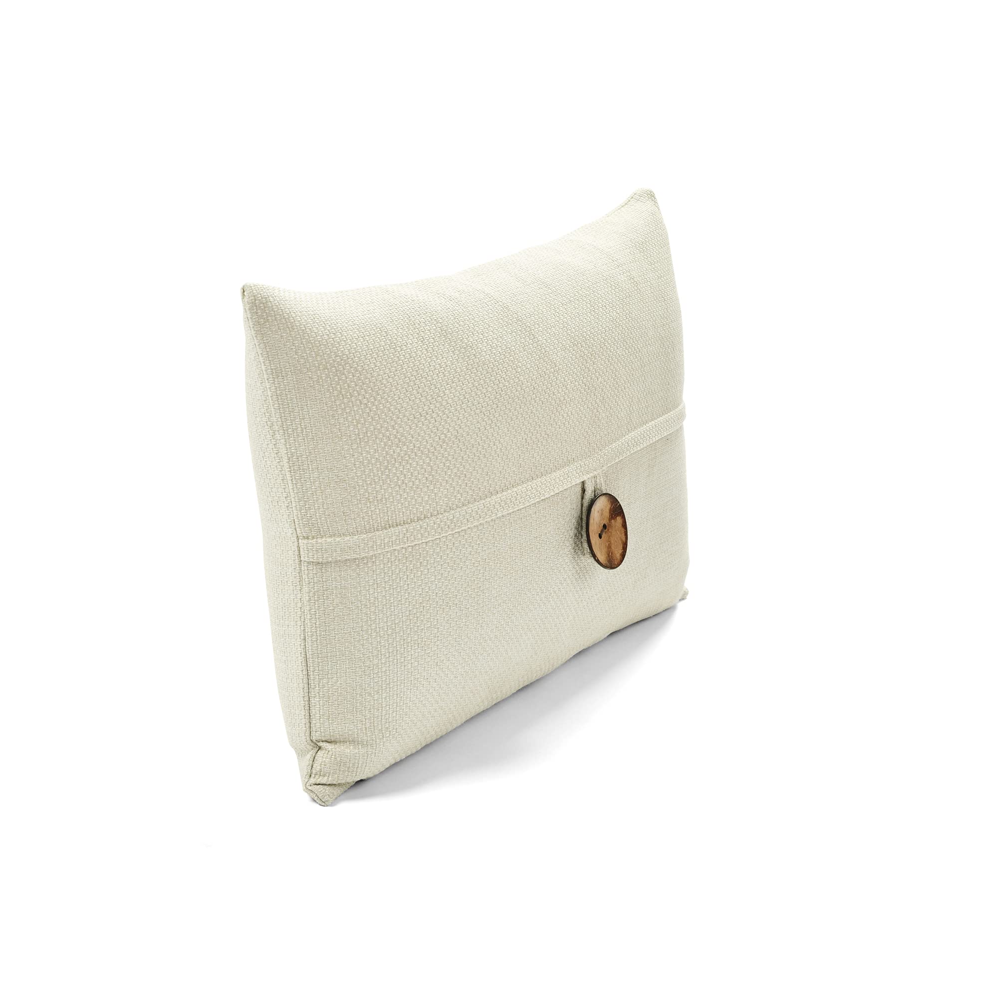 Lush Decor Clayton Woven Button Decorative Throw Pillow Cover 20x13 Inches - Ivory Rectangle Cushion Case for Sofa, Bed & Chair - Home Decor Accent for Living Room, Bedroom & Nursery