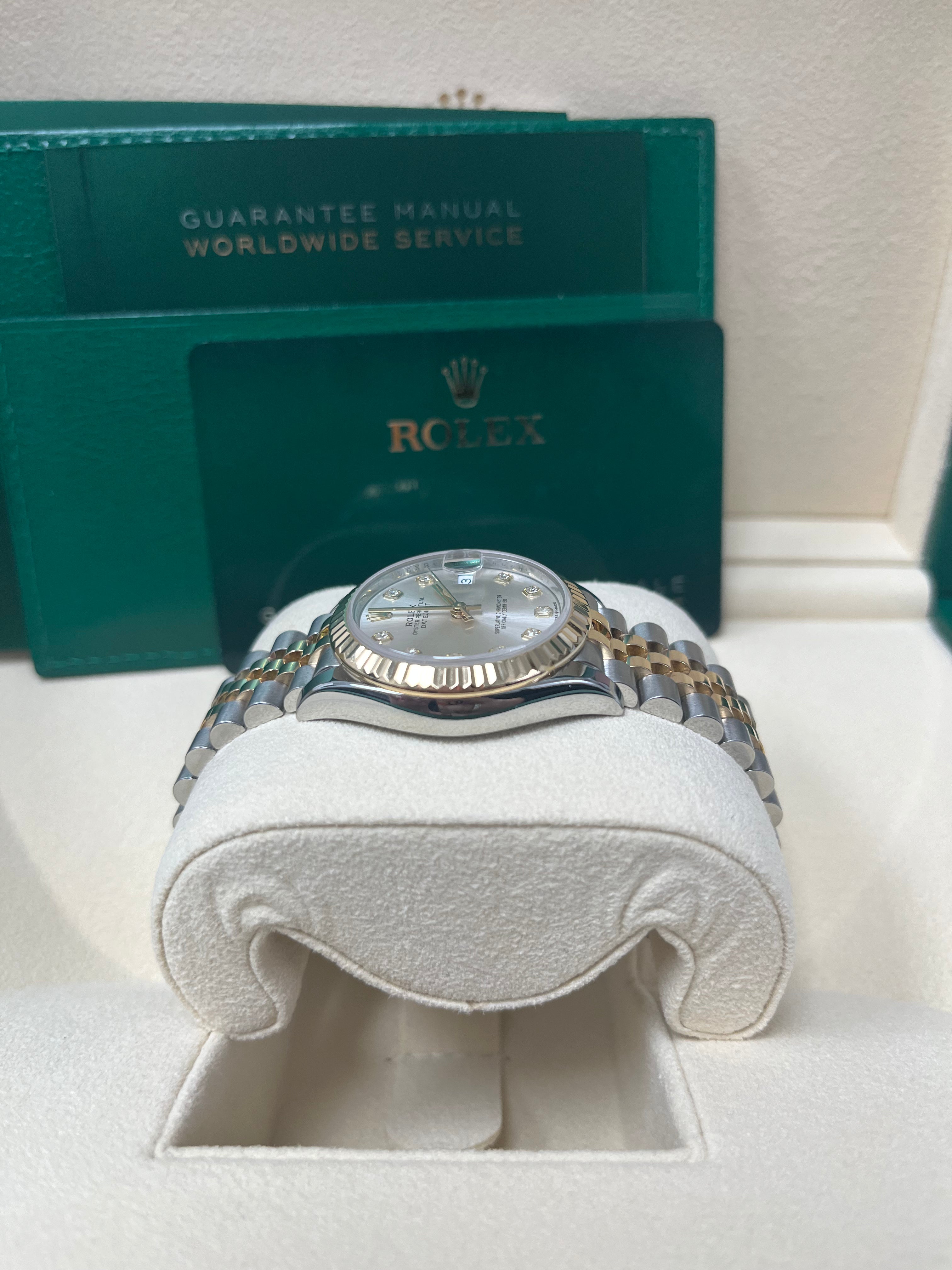 Rolex Datejust 31mm Watch - Steel & Yellow Gold, Fluted Bezel, Silver Diamond Dial, Jubilee Bracelet 278273 - Luxury Women's Watch for Business, Parties & Special Occasions