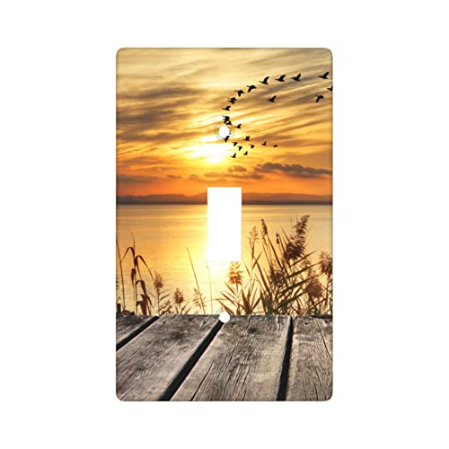 Fall Sunset Lake Single Light Switch Cover