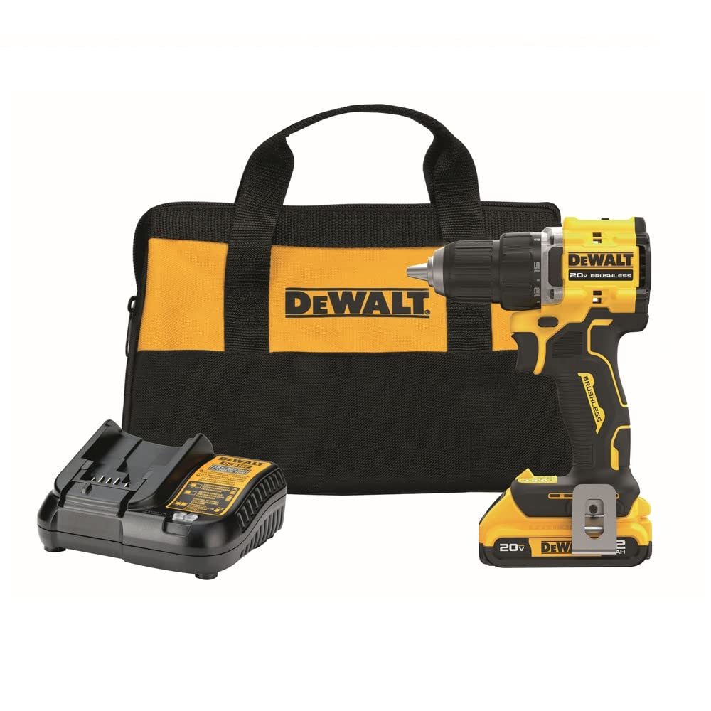 DEWALT DCD794D1 20V MAX ATOMIC Brushless Cordless Drill Driver Kit with 2Ah Battery - Compact & Powerful 1/2 Inch Drill for Woodworking, Metal Drilling & DIY Home Projects
