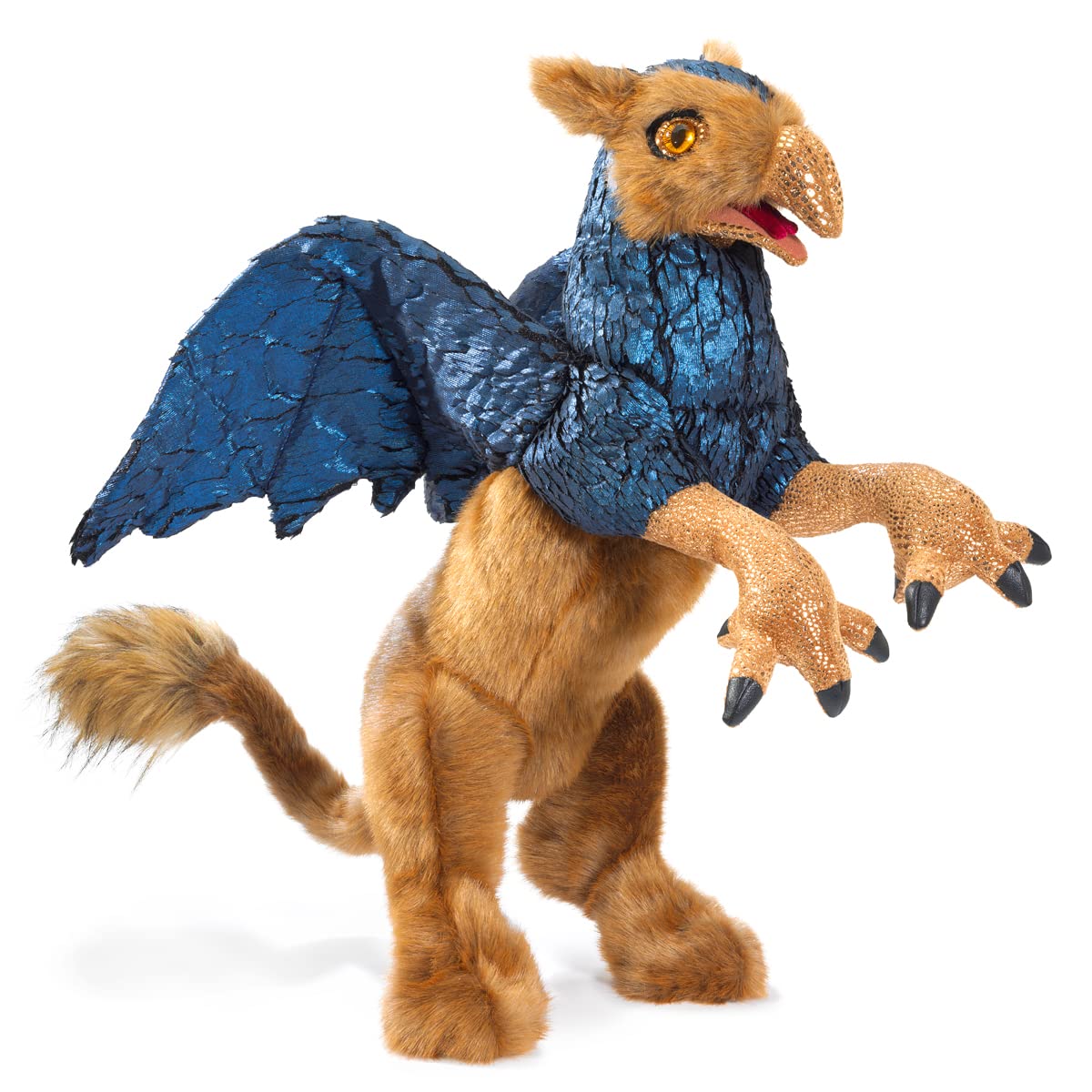 Folkmanis Griffin Hand Puppet - Beige, Blue, Black | Realistic Animal Puppet for Storytelling, Education & Playtime | Perfect for Kids, Teachers & Puppet Shows