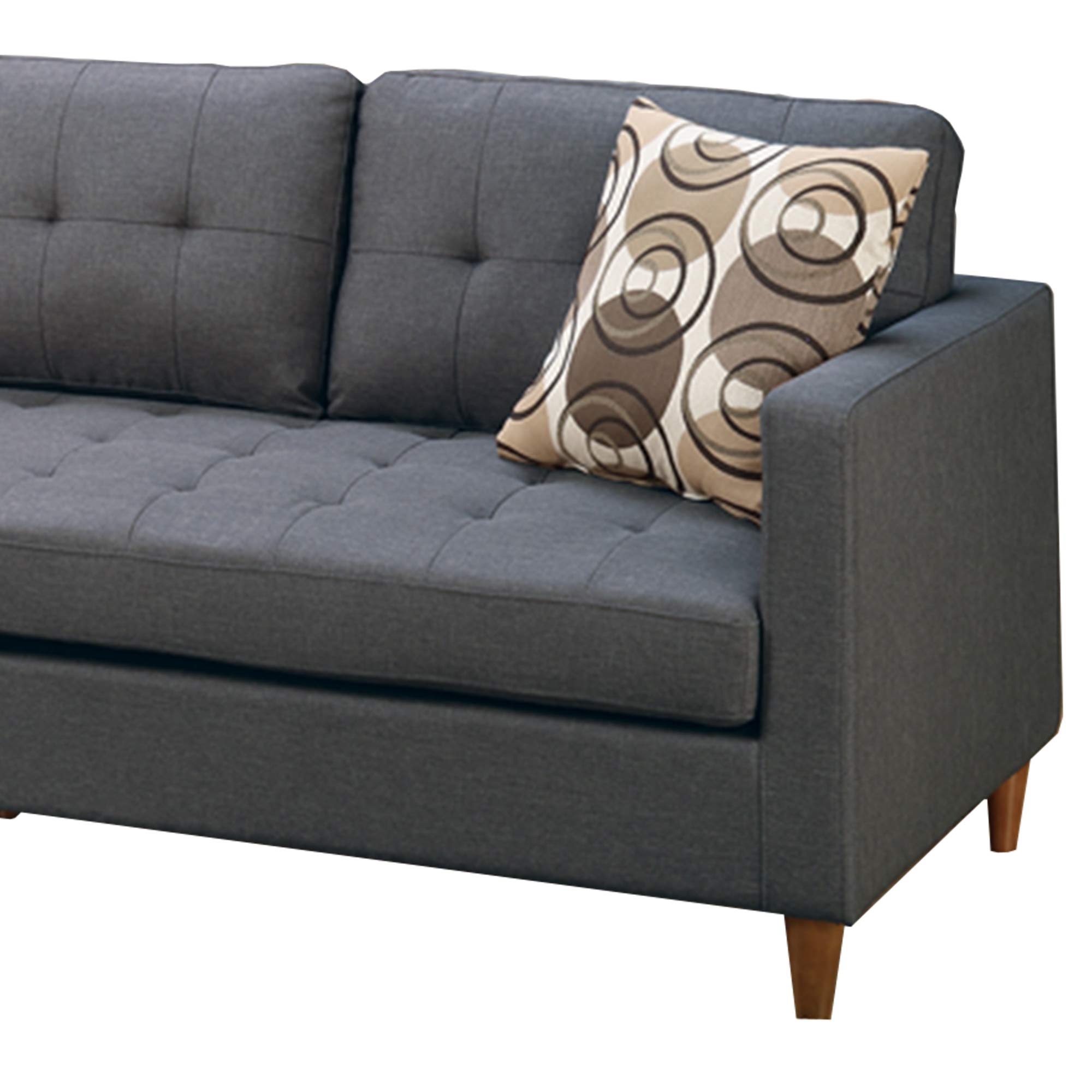 Benjara Polyfiber Sectional Sofa with Pillows - Gray Modern Living Room Furniture for Small Spaces | Perfect for Apartments, Condos & Cozy Family Gatherings