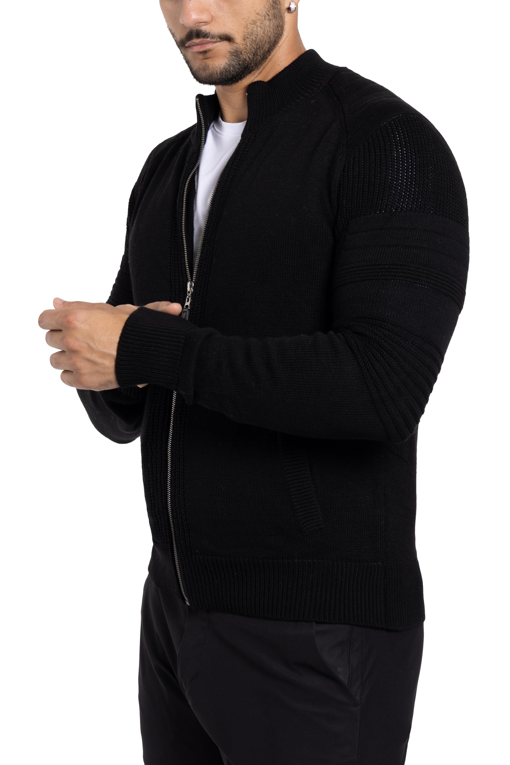 Men's X RAY Slim Fit Zip Up Cardigan Sweater - Lightweight Knit Jacket for Spring & Fall (Big & Tall Sizes) - Perfect for Casual Wear, Office & Outdoor Activities