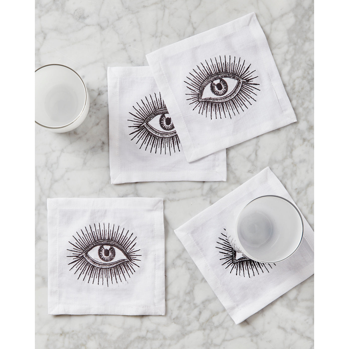 Premium Cocktail Napkins for Parties - Elegant Eyes Design, 100-Pack Disposable Drink Coasters for Weddings, Bars & Home Entertaining