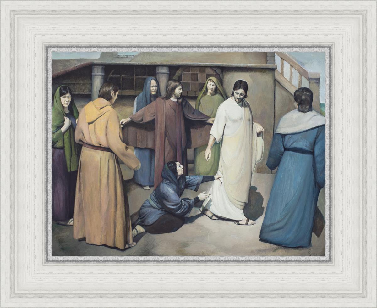 Jesus Healed the Woman Who Touched His Garment - Bible Story Scripture Christian Faith Wall Art for Home Church Decor