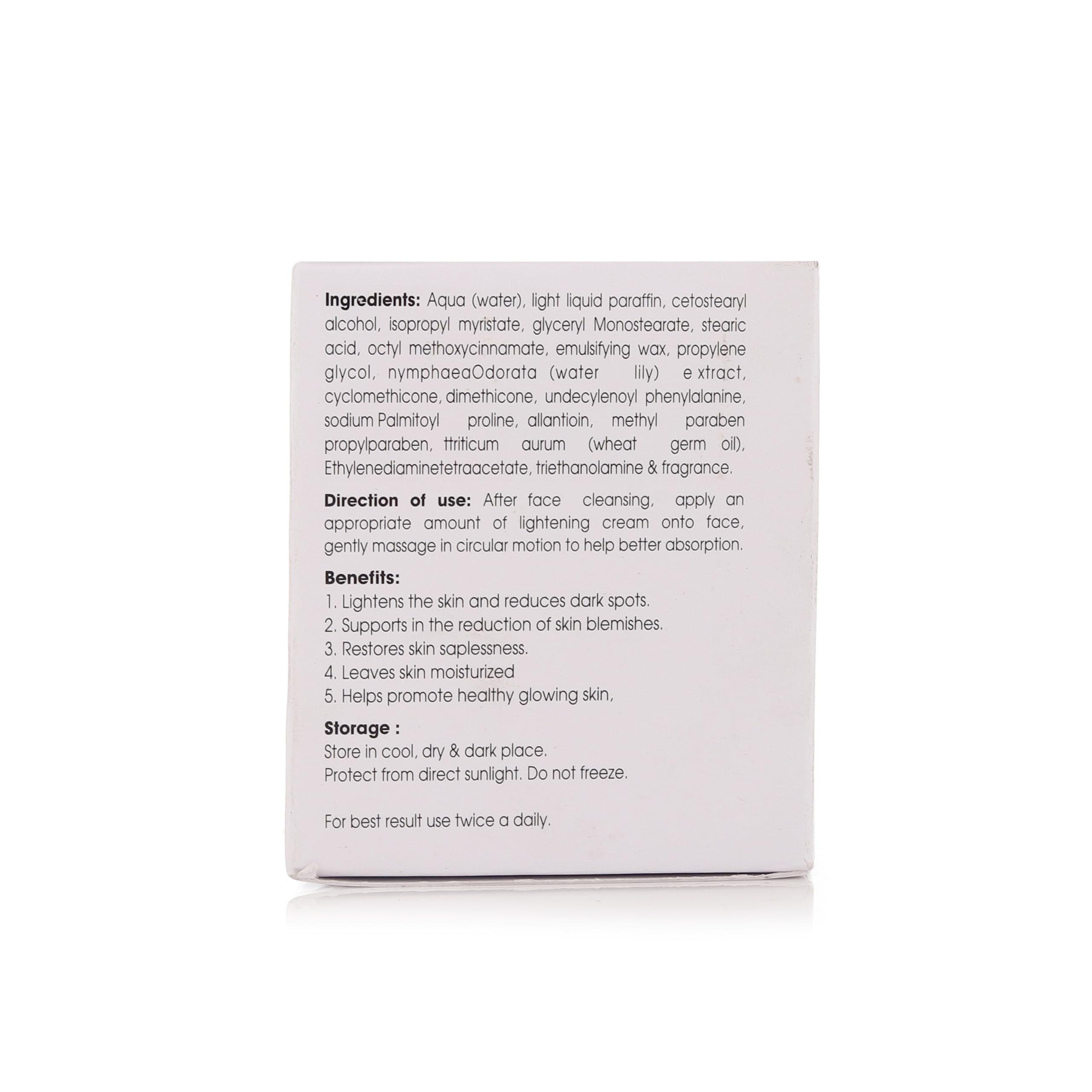 Derm Ease Re Glow Skin Radiance Whitening Cream with Wheat Germ Oil & Water Lily Extract - 50g Brightening Moisturizer for Face & Neck - Perfect for Daily Skincare Routine & Nighttime Use