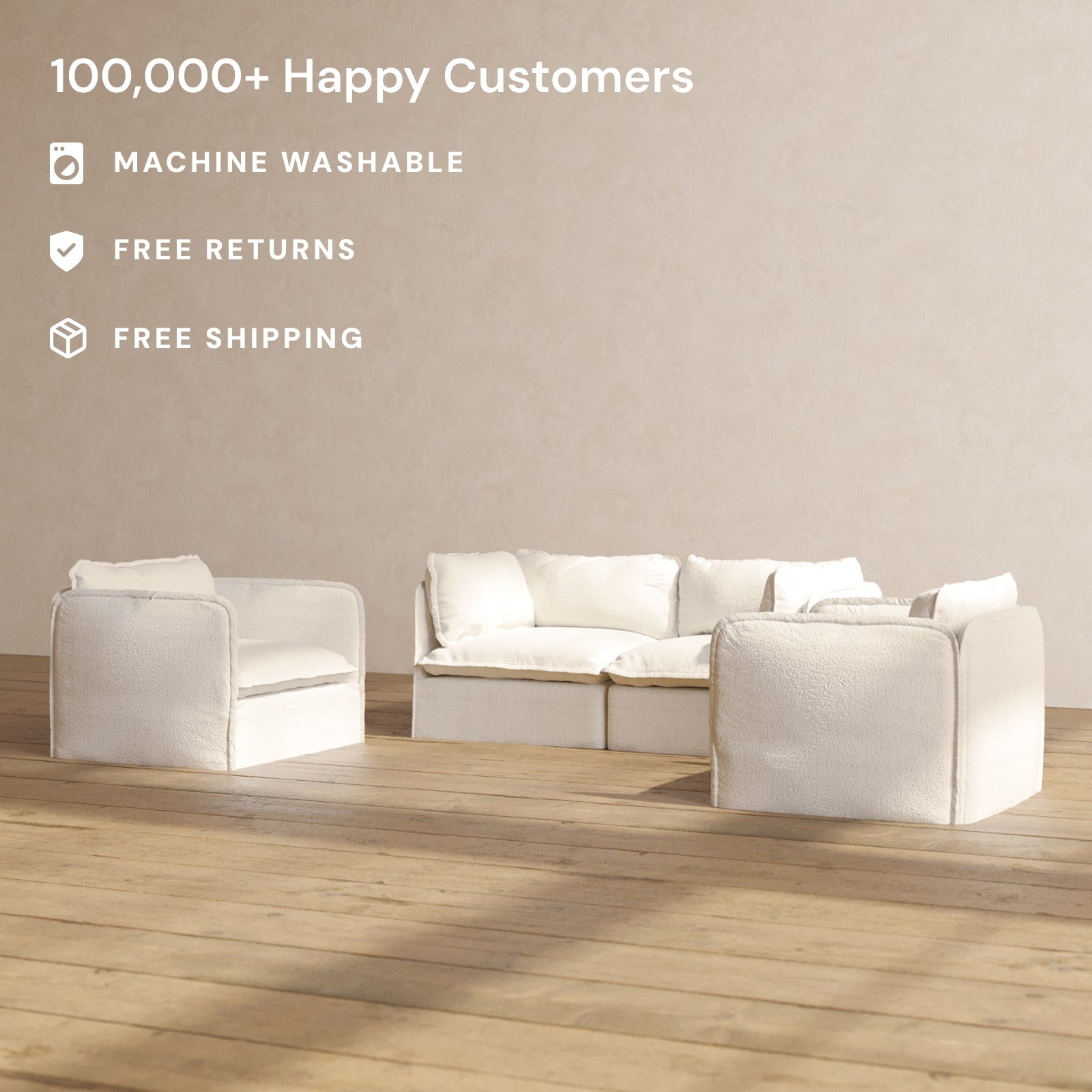 Premium Modular Performance 2-Seater Sofa with Armchair Set in Luxe Mousse Fabric | Contemporary Living Room Furniture for Small Spaces & Apartments | Perfect for Lounging, Entertaining & Relaxing
