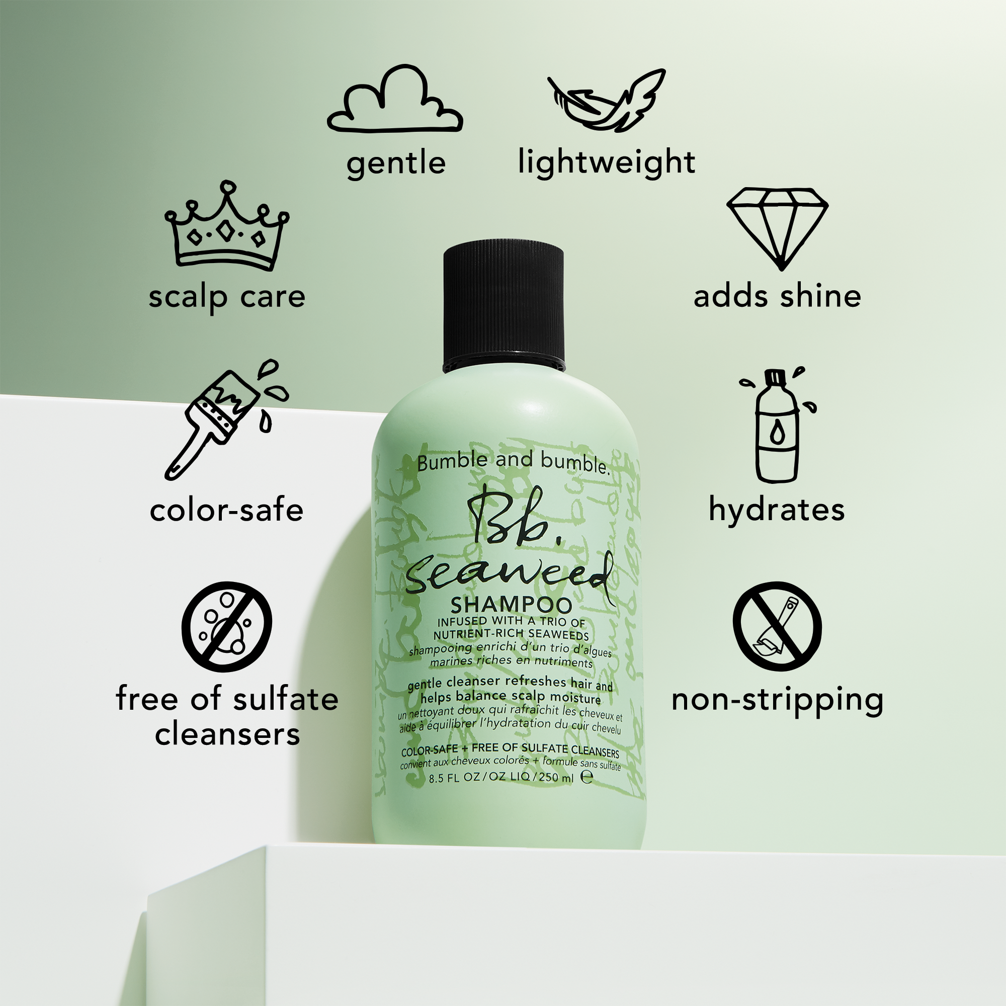 Bumble and bumble Seaweed Shampoo for Volumizing & Detoxifying Hair - Gentle Cleansing for Fine, Oily Hair - Perfect for Daily Use & Salon-Quality Results at Home