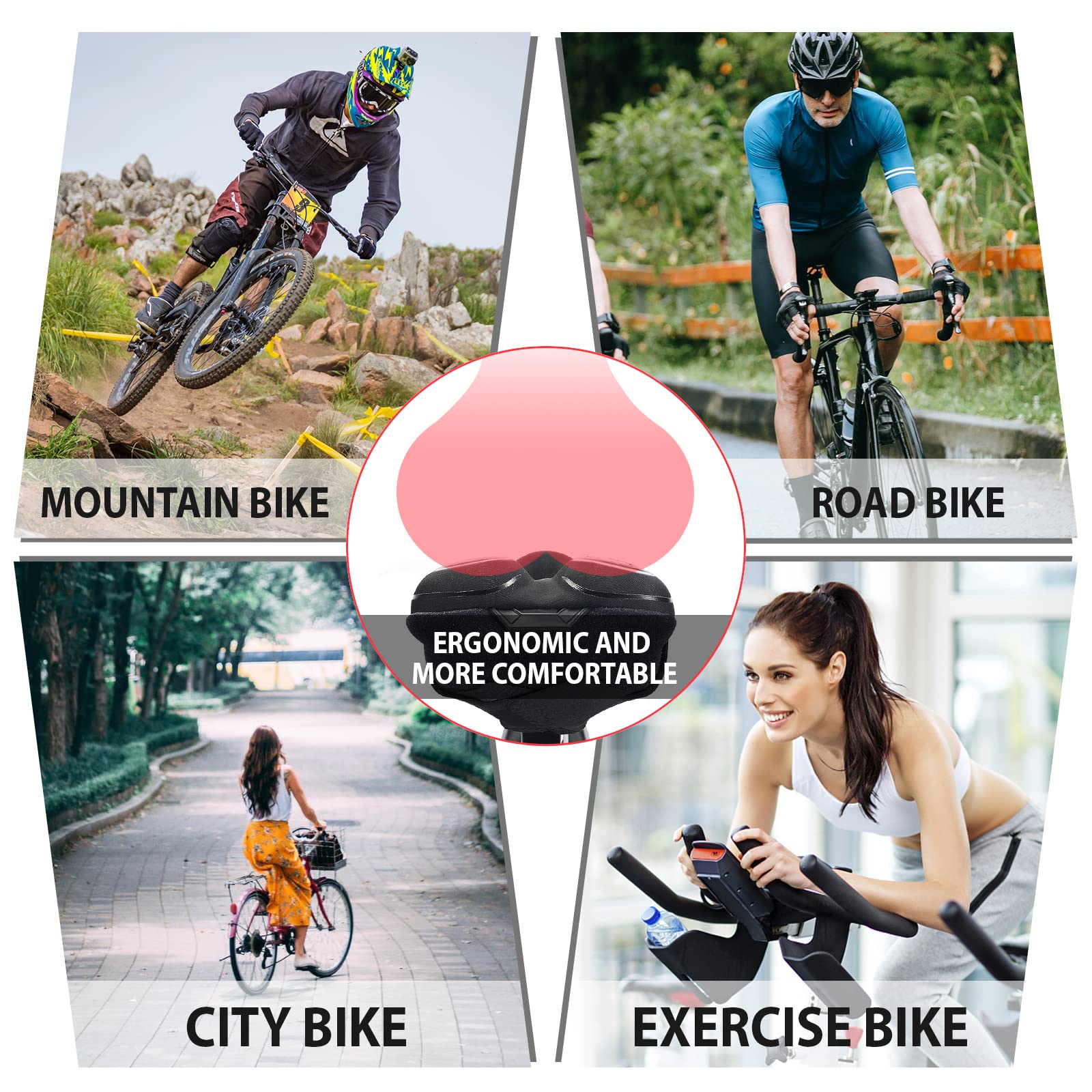 SAVADECK Gel Bike Seat Cushion - Extra Soft Padded Bicycle Saddle for Men & Women - Universal Fit for Peloton, Road & Mountain Bikes - Comfortable Narrow Seat Cover for Long Rides & Indoor Cycling Workouts