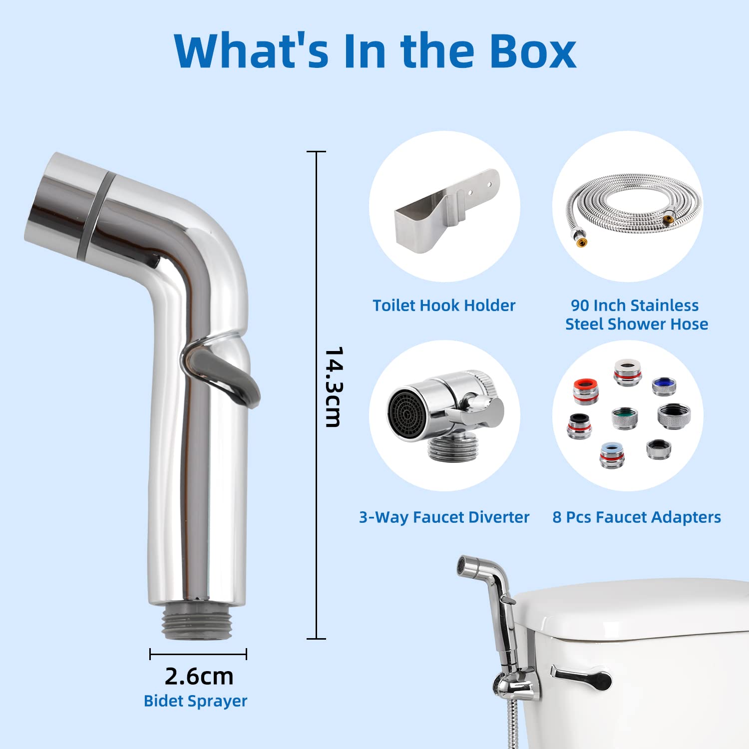 iFealClear Handheld Bidet Sprayer & Sink Faucet Hose Shower Attachment - Dual-Spray Faucet Extension with 8 Adapters for Hair Washing, Pet Rinse, Bathroom Cleaning, Kitchen & Garden Use - Perfect for Bathrooms, Kitchens, Outdoor Washing & Pet Care
